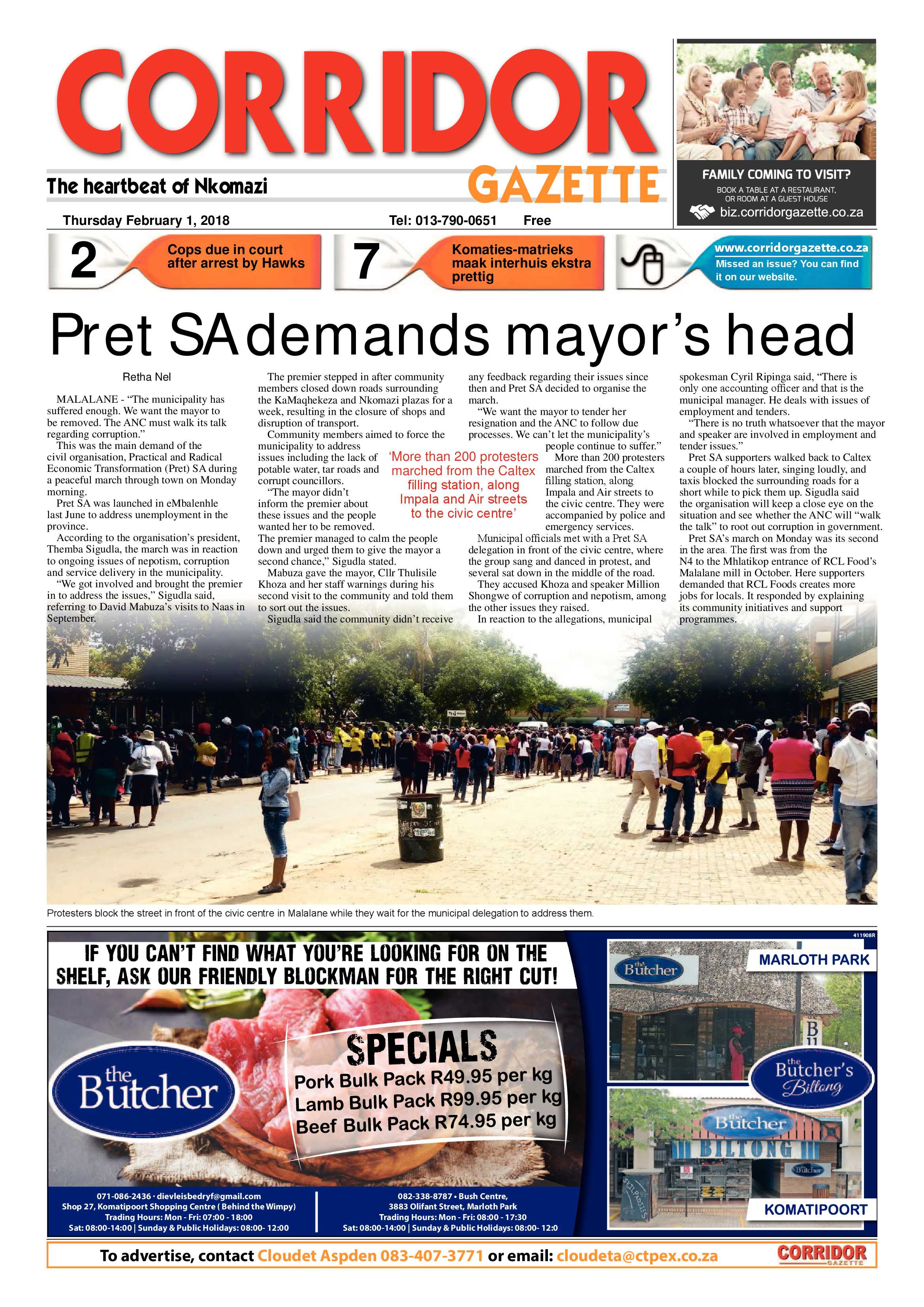 Corridor Gazette 1 February 2018 page 1