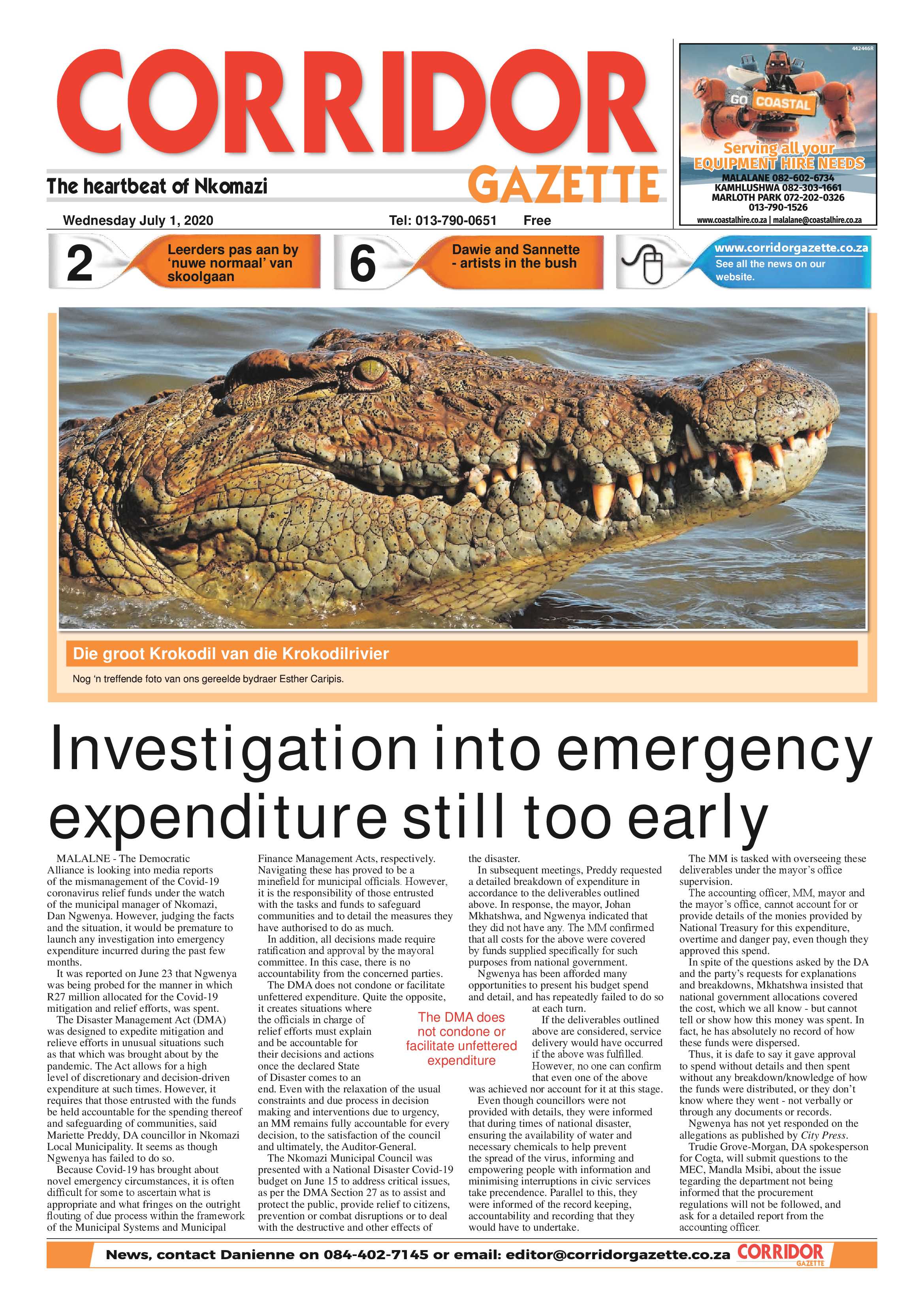 Corridor Gazette 1 July 2020 page 1