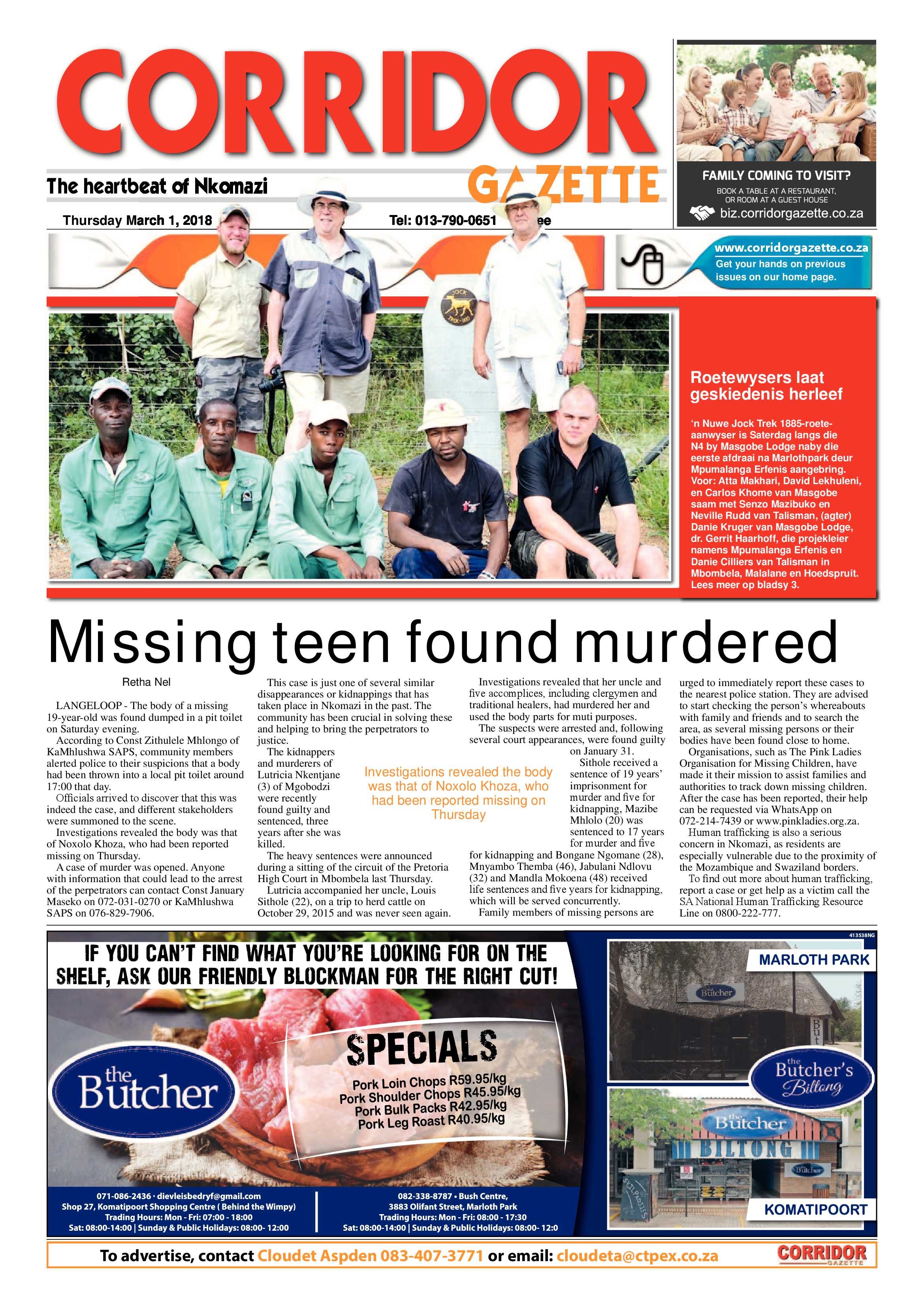 Corridor Gazette 1 March 2018 page 1
