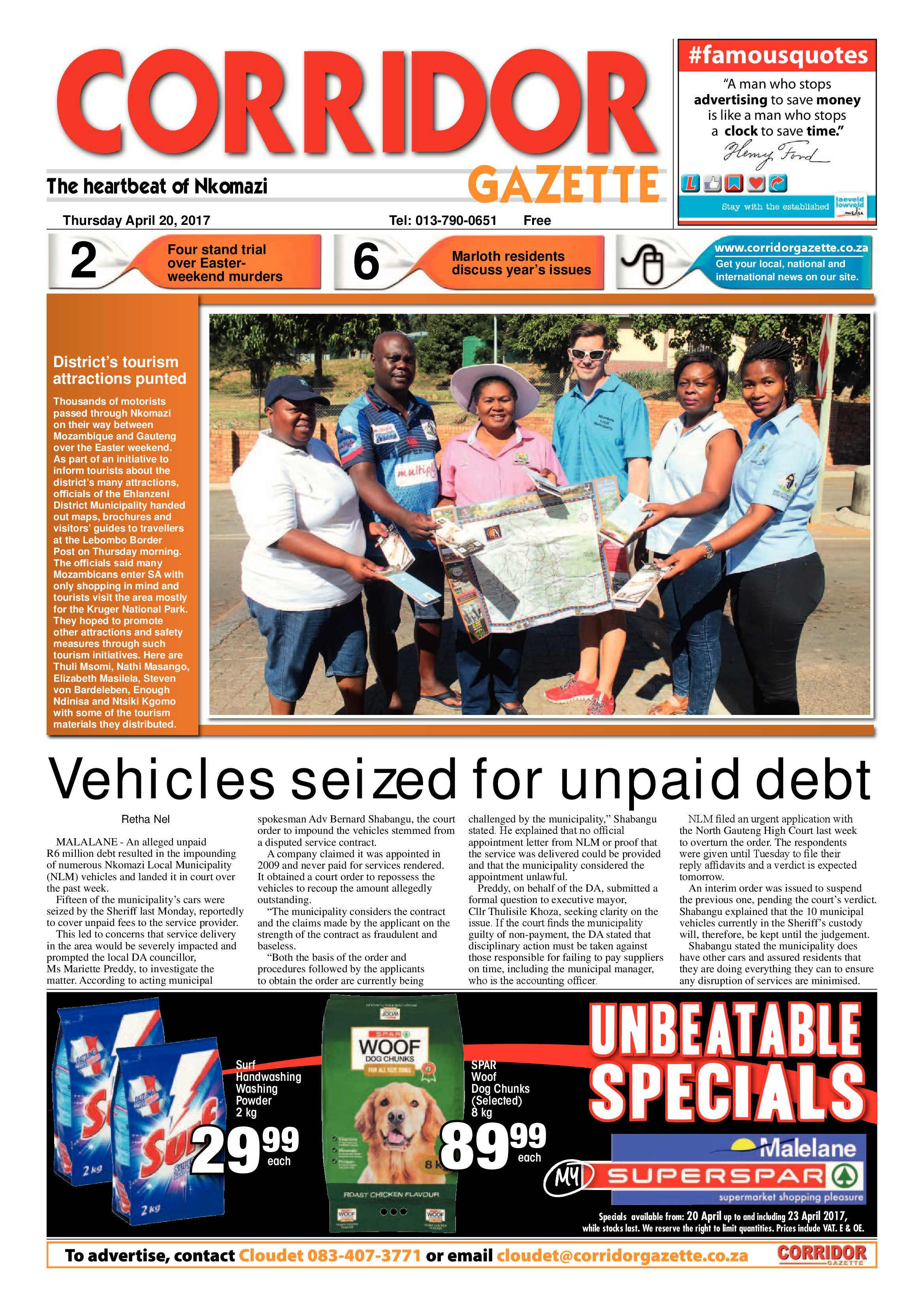 Corridor Gazette 20 April 2017 page 1