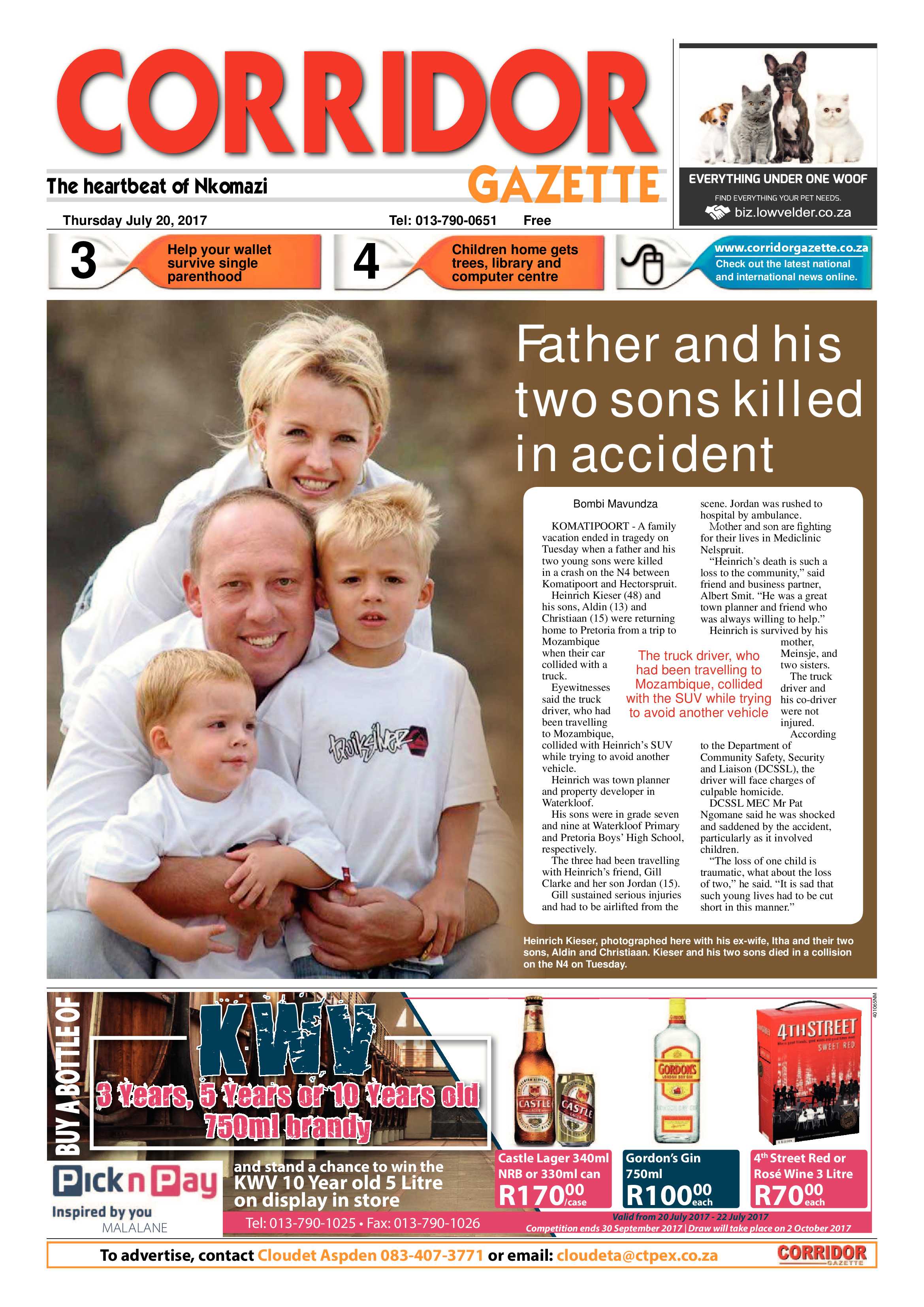 Corridor Gazette 20 July 2017 page 1