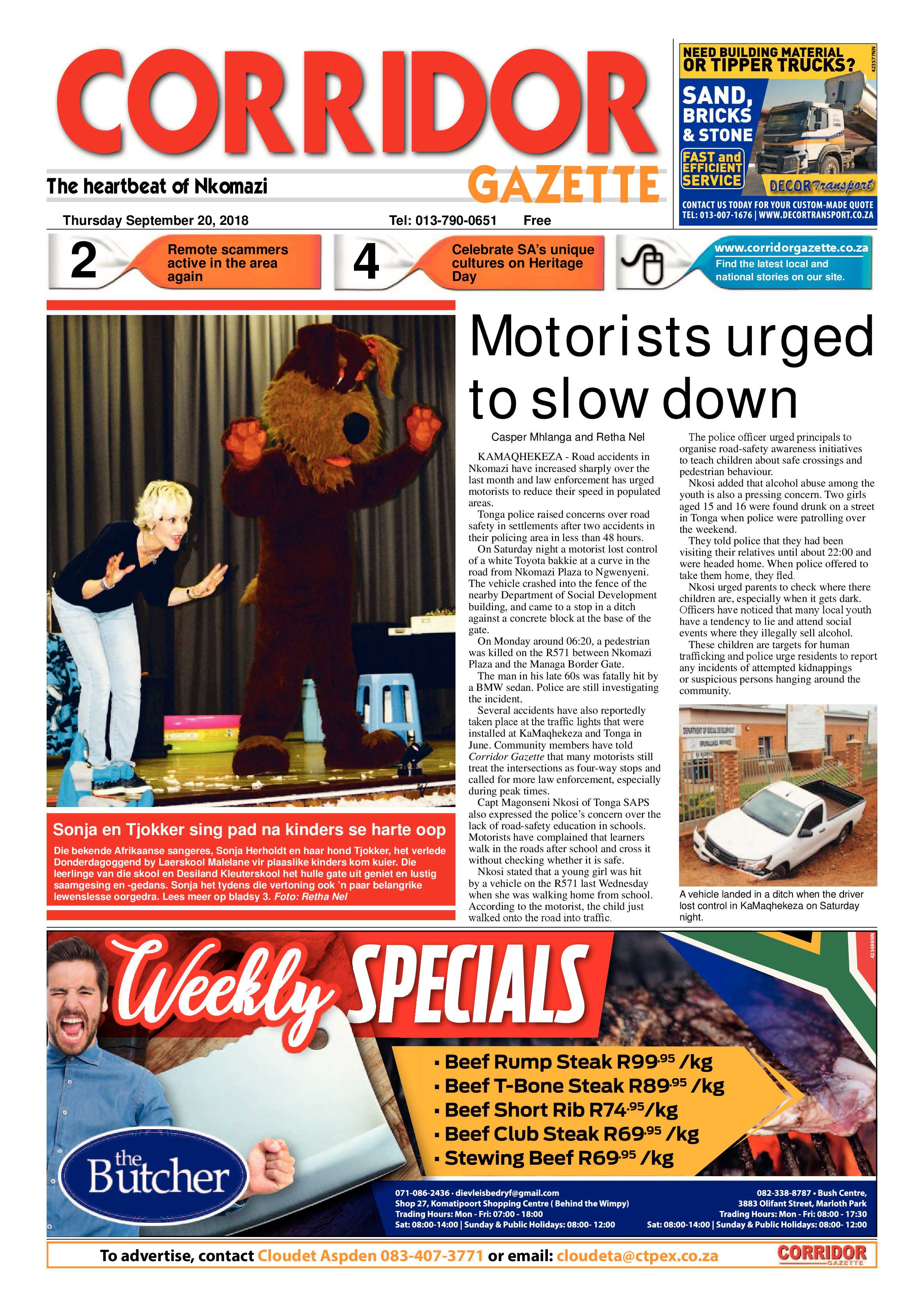 Corridor Gazette 20 September 2018 page 1