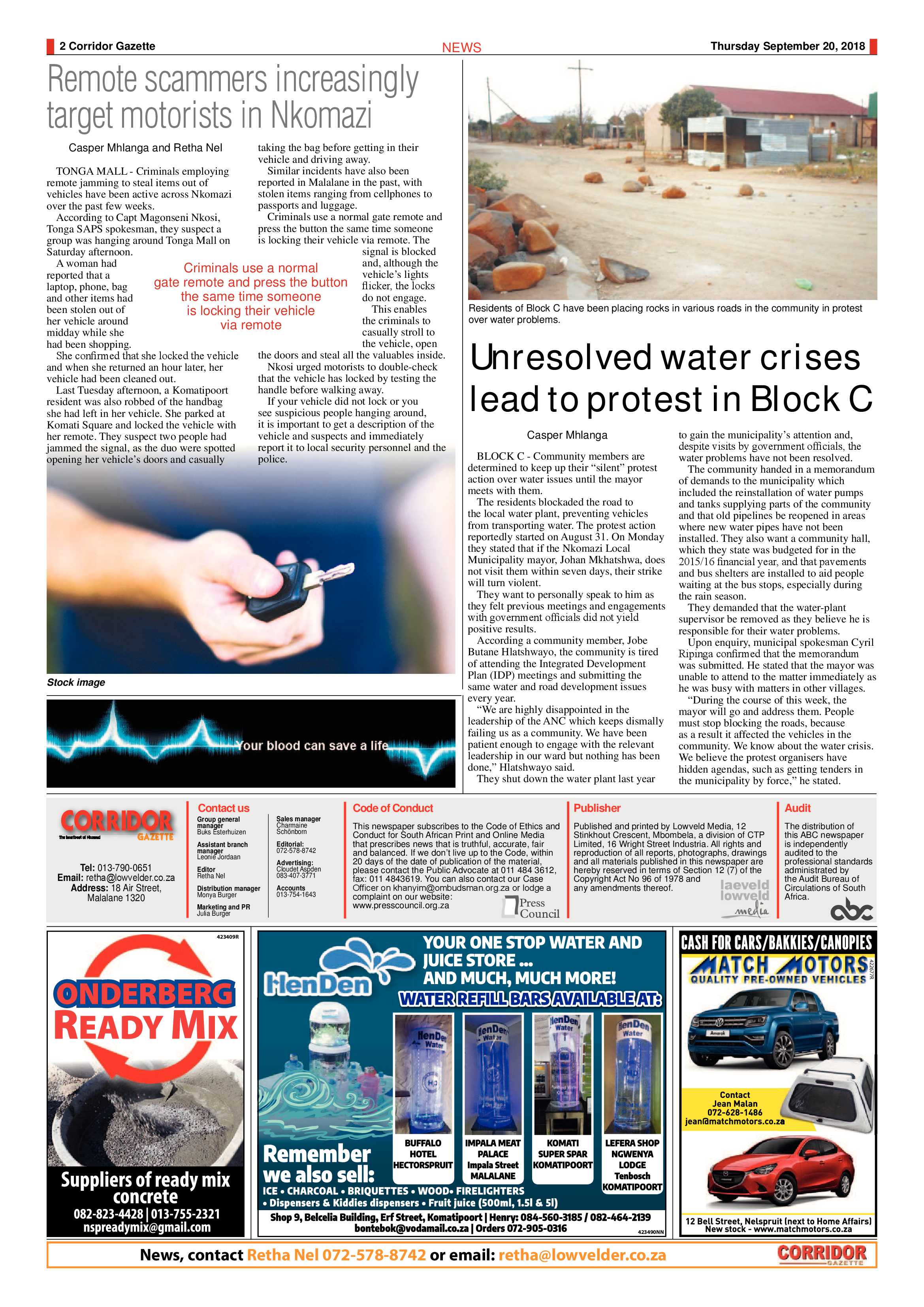 Corridor Gazette 20 September 2018 page 2