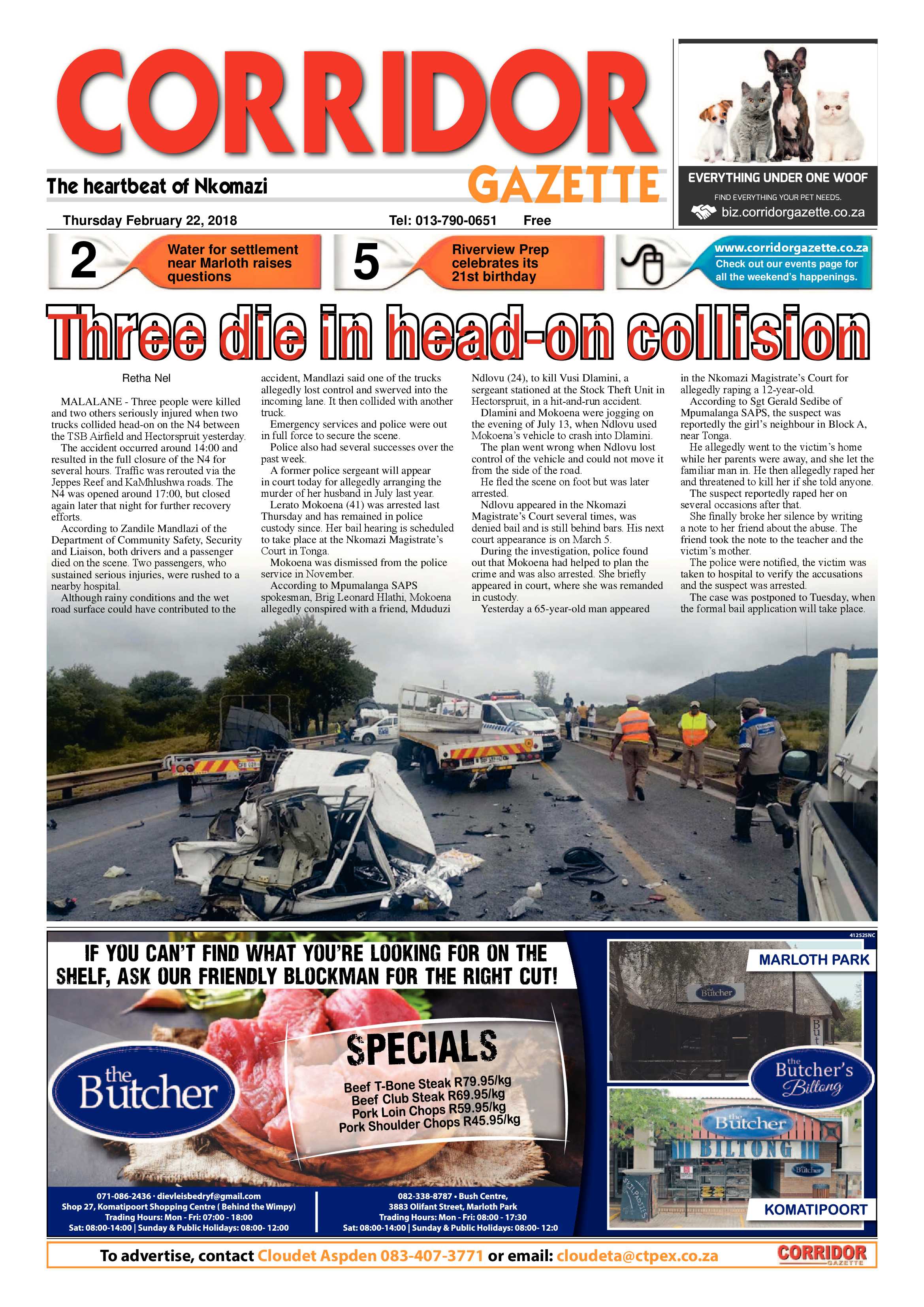 Corridor Gazette 22 February 2018 page 1