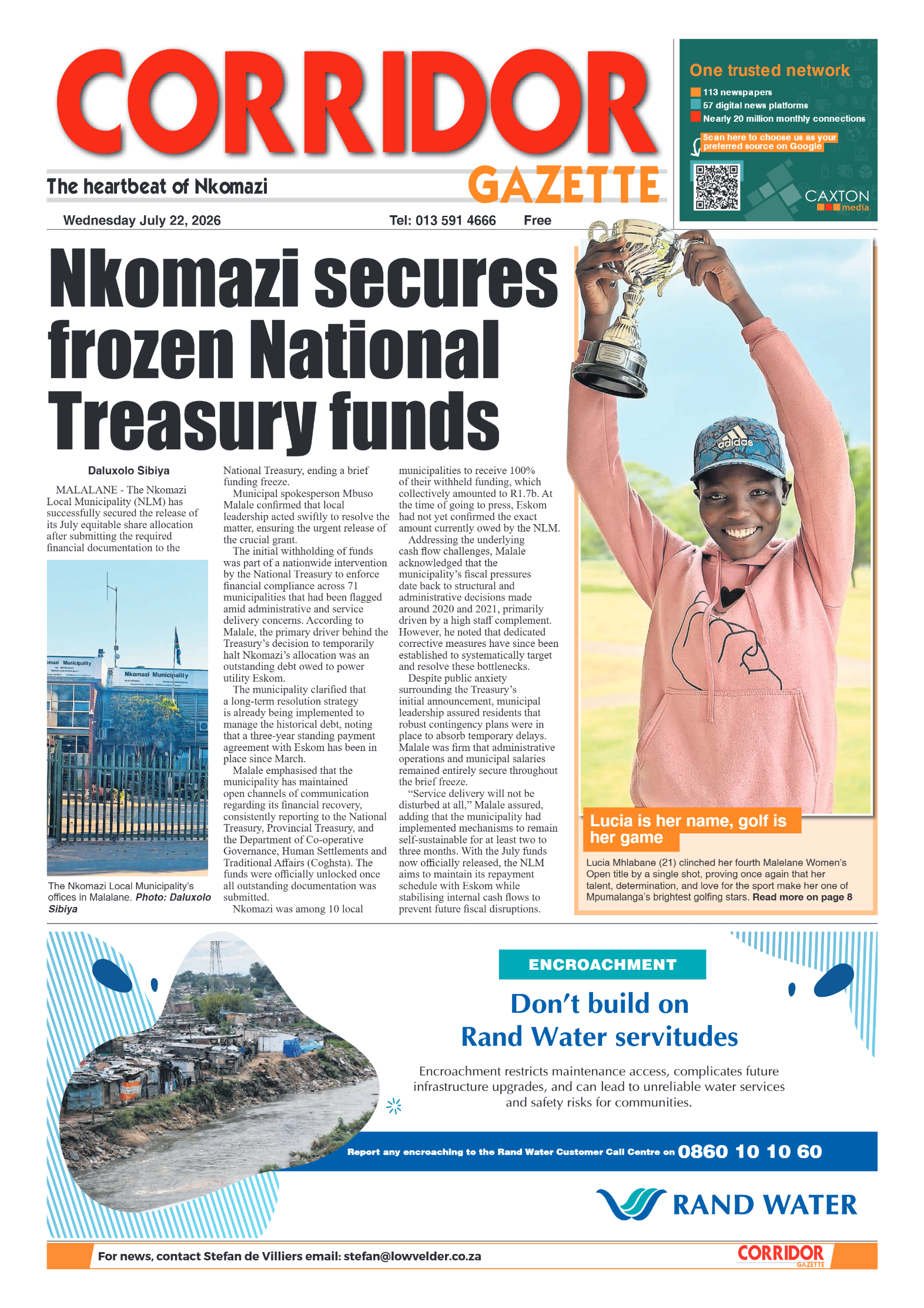 Corridor Gazette 22 July 2026 page 1