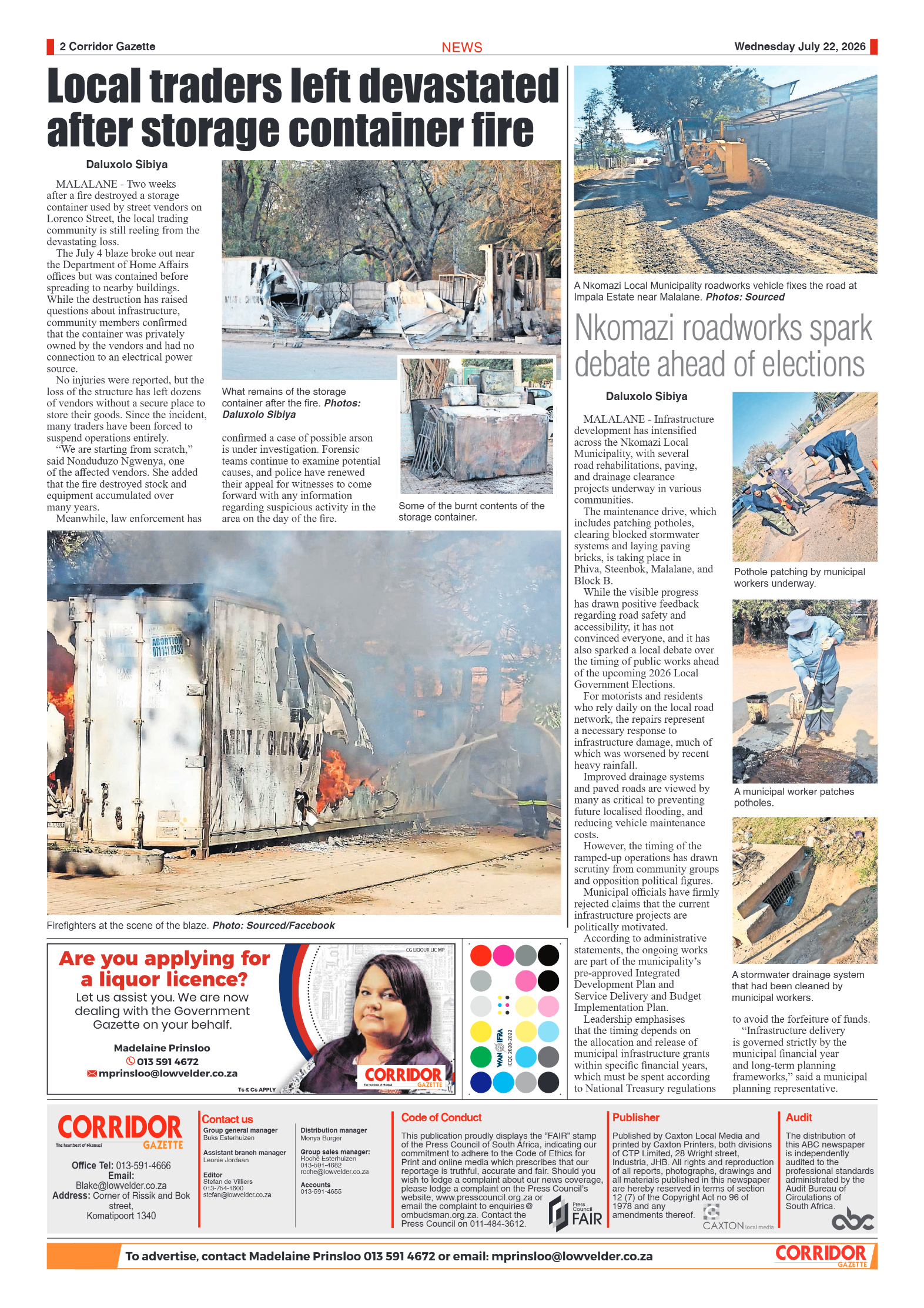 Corridor Gazette 22 July 2026 page 2