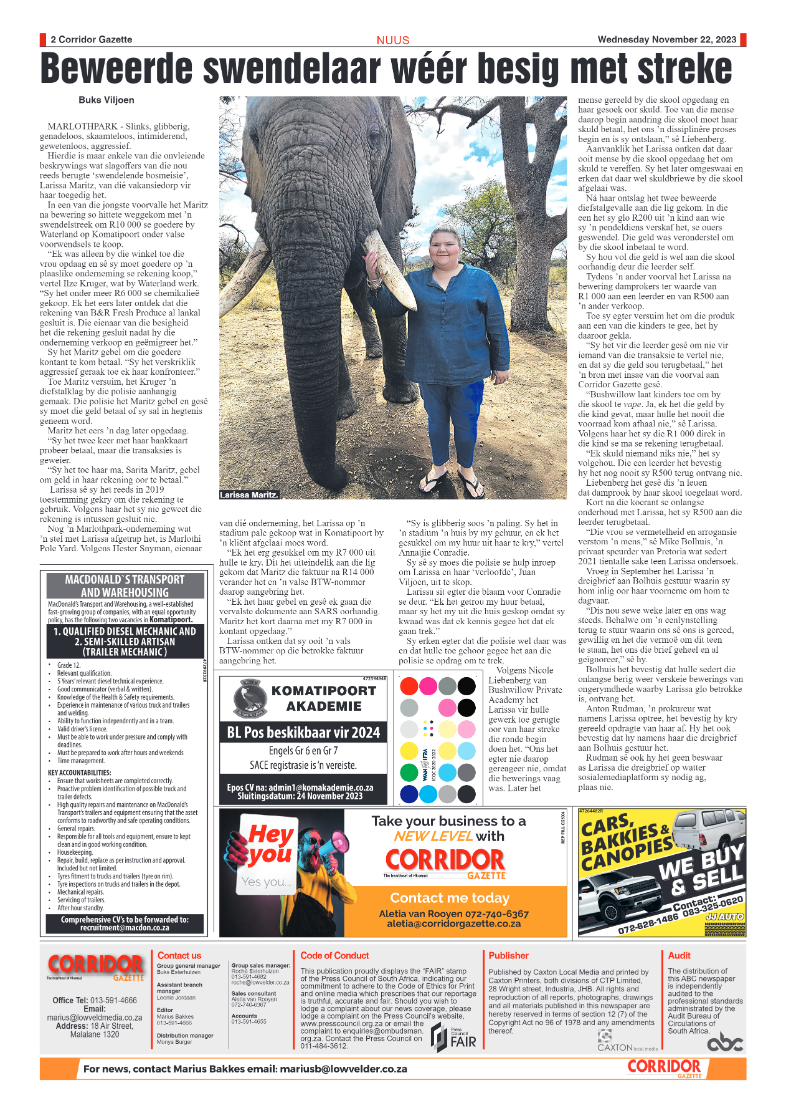 Corridor Gazette 22 November 2023 page 2