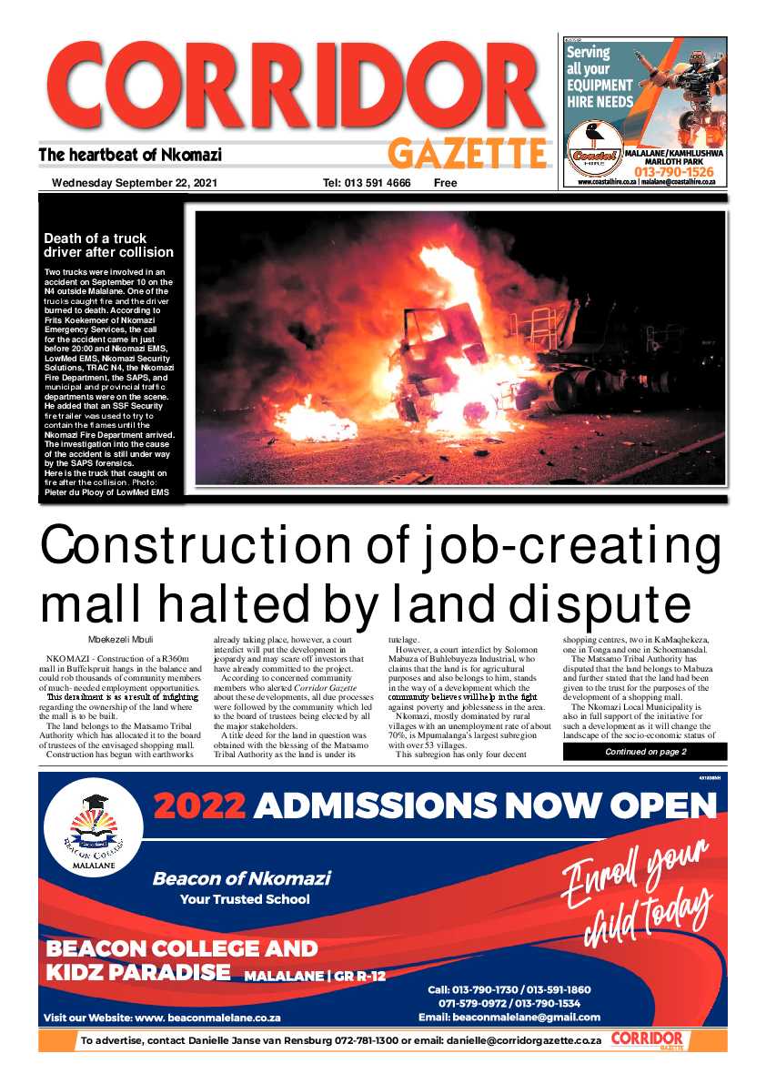 Corridor Gazette 22 September 2021 page 1