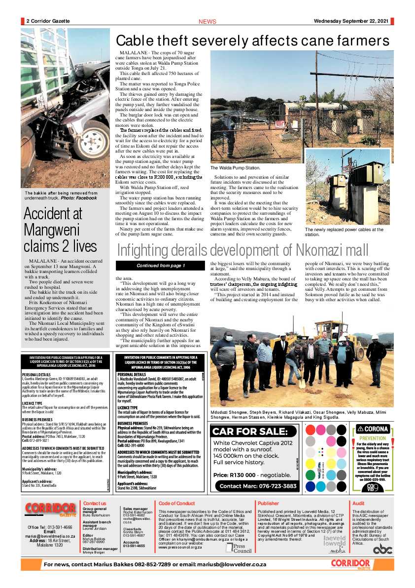 Corridor Gazette 22 September 2021 page 2