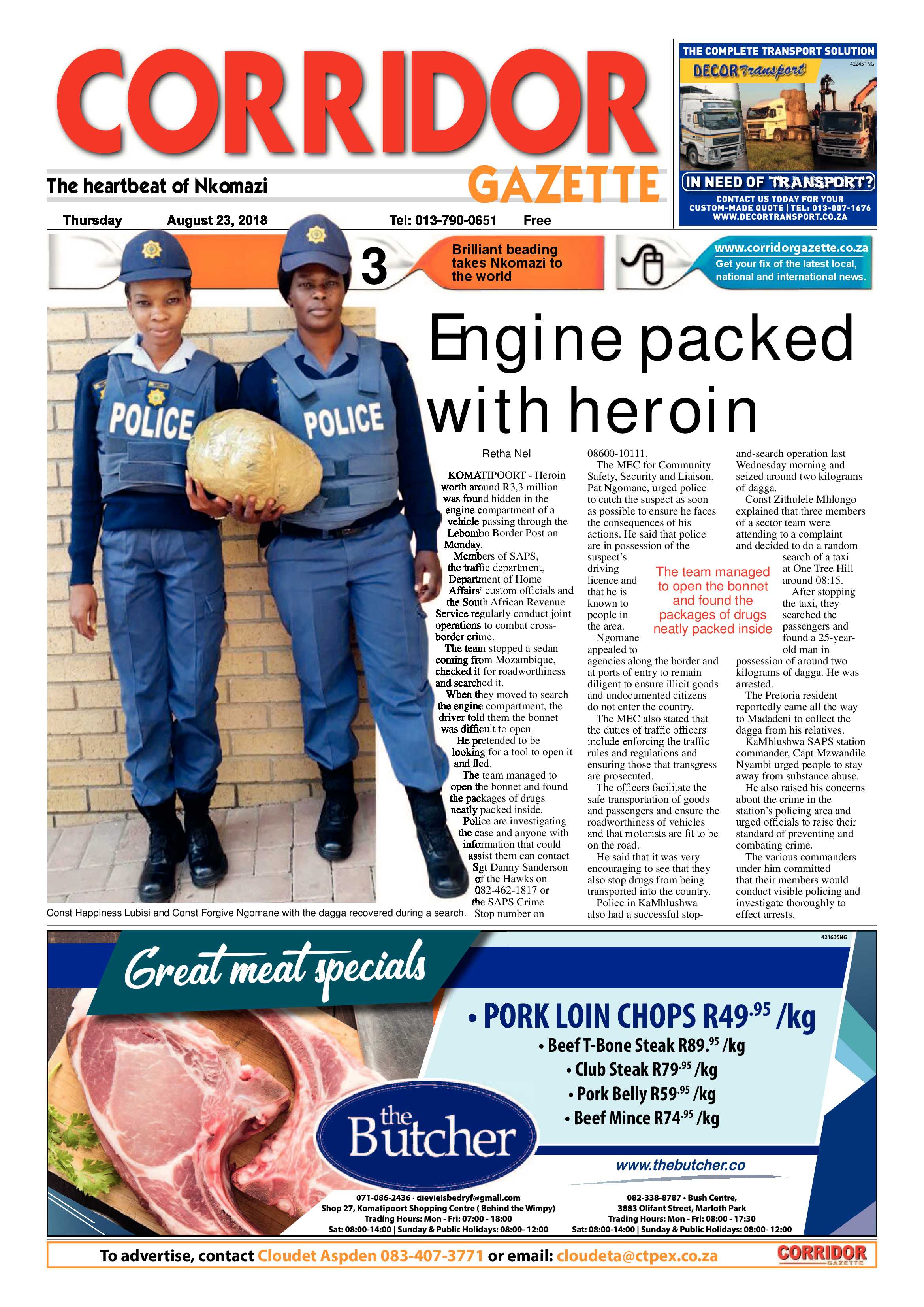 Corridor Gazette 23 August 2018 page 1