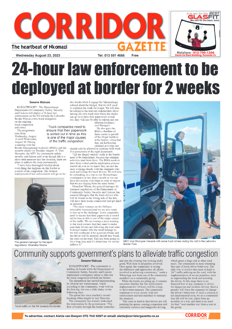 Corridor Gazette 23 August 2023 page 1