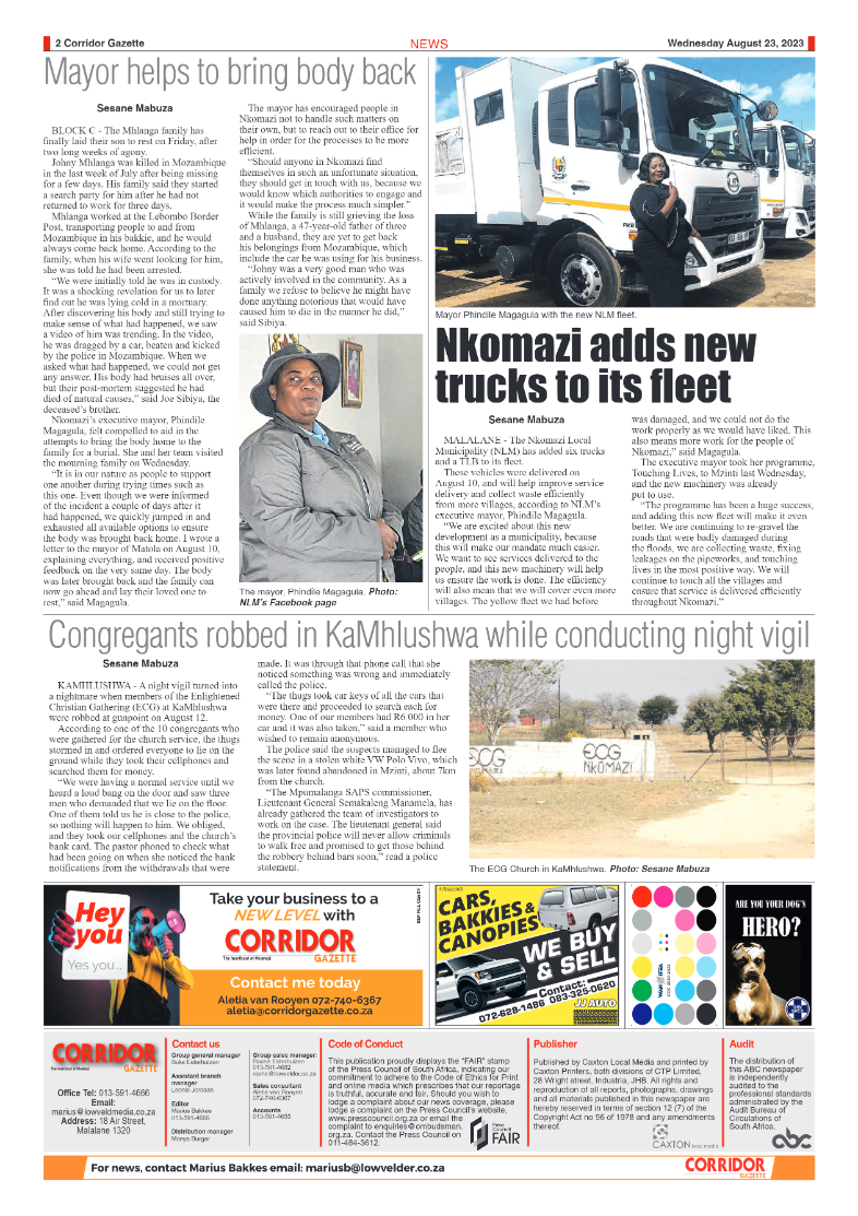 Corridor Gazette 23 August 2023 page 2