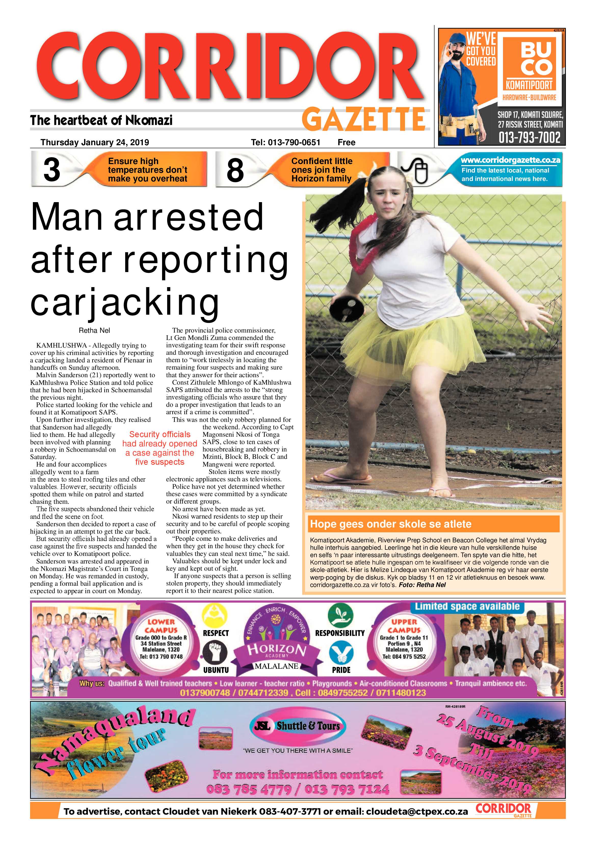 Corridor Gazette 23 January 2019 page 1