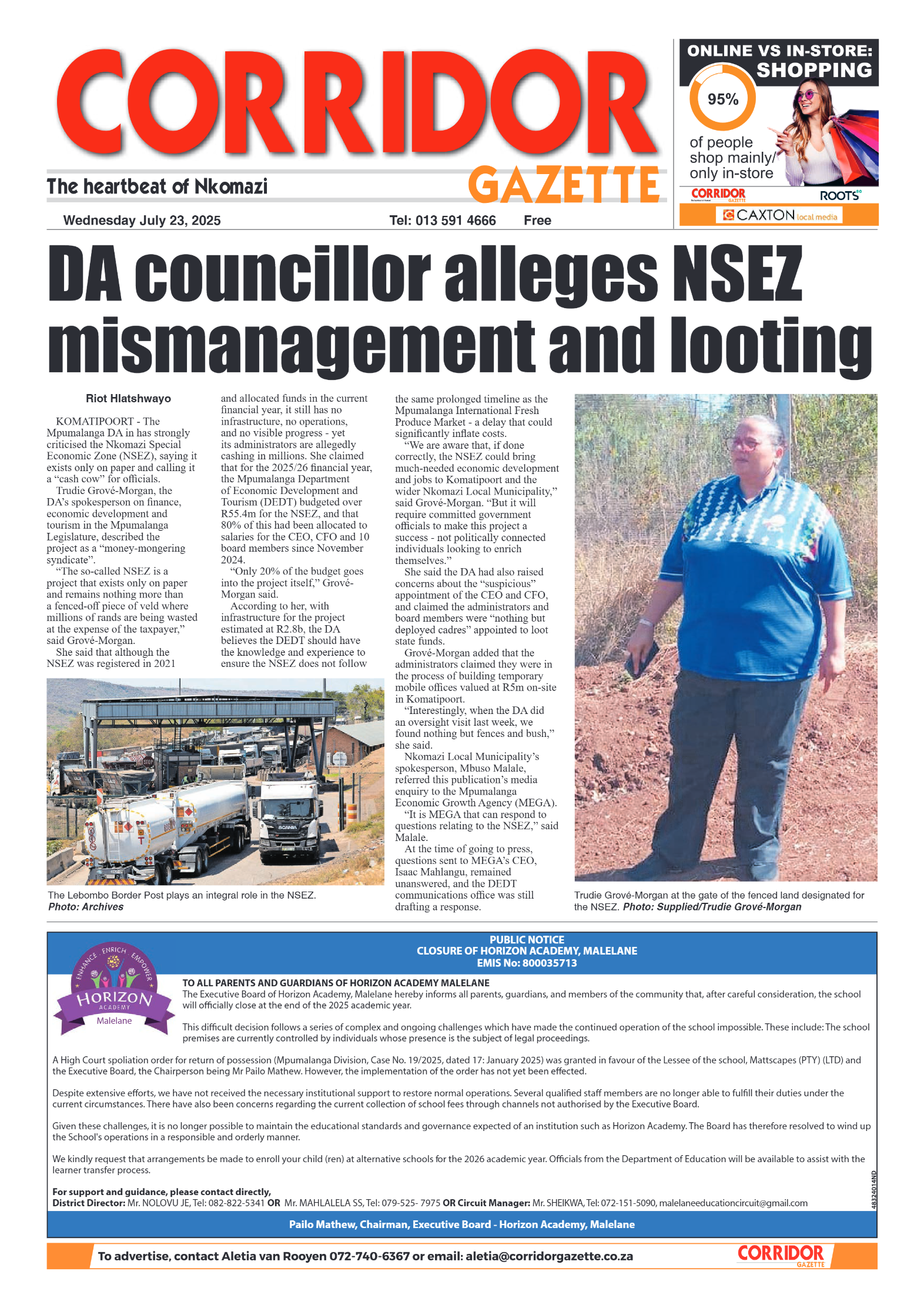 Corridor Gazette 24 July 2025 page 1