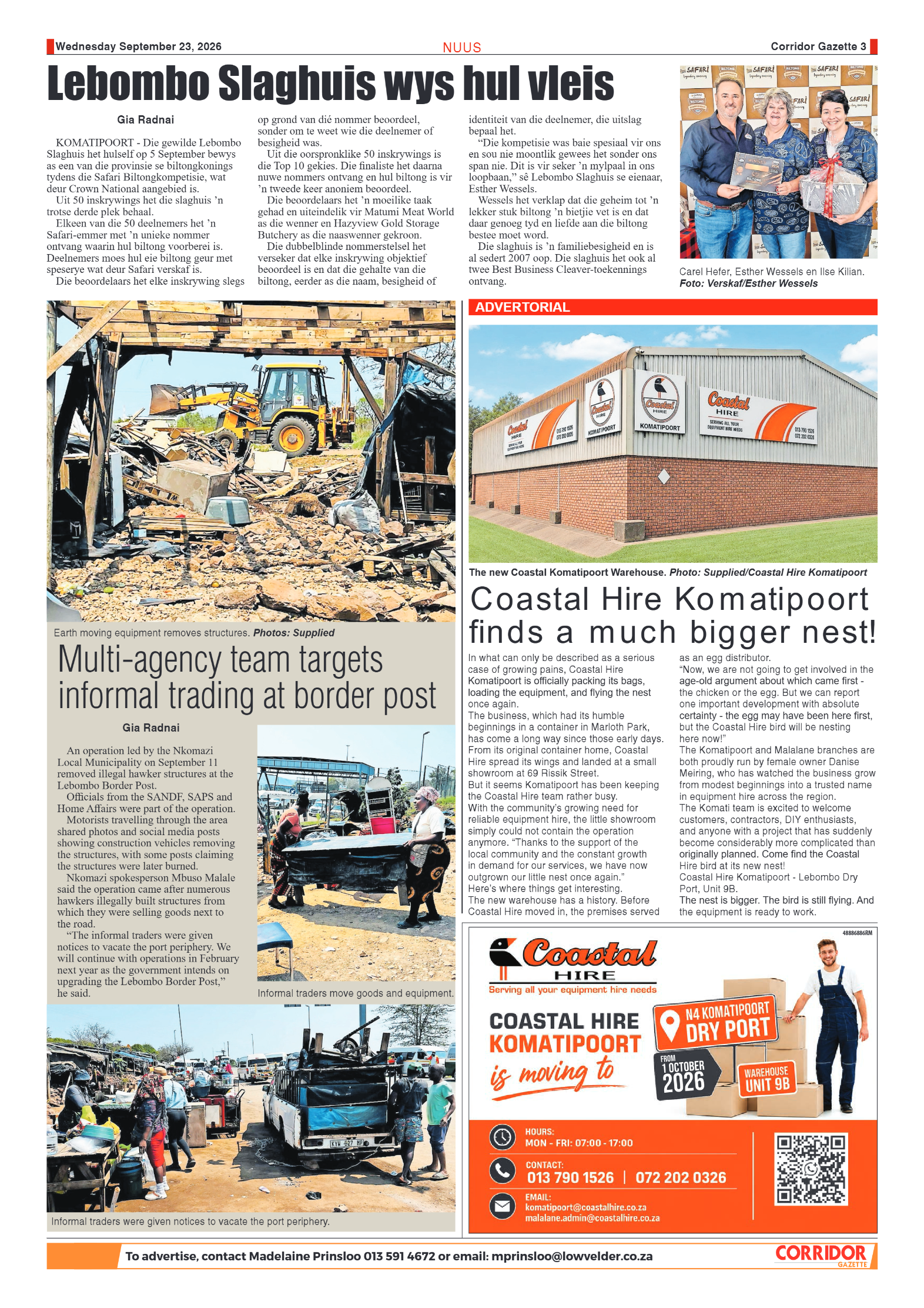Corridor Gazette 23 September 2026 page 3