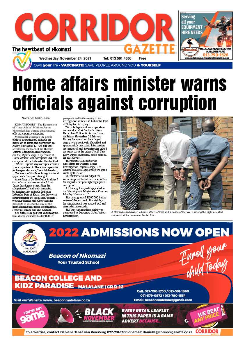 Corridor Gazette 24 November 2021 page 1