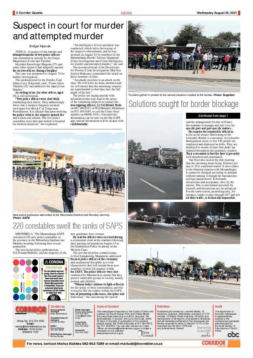 Corridor Gazette 25 August 2021 page 2