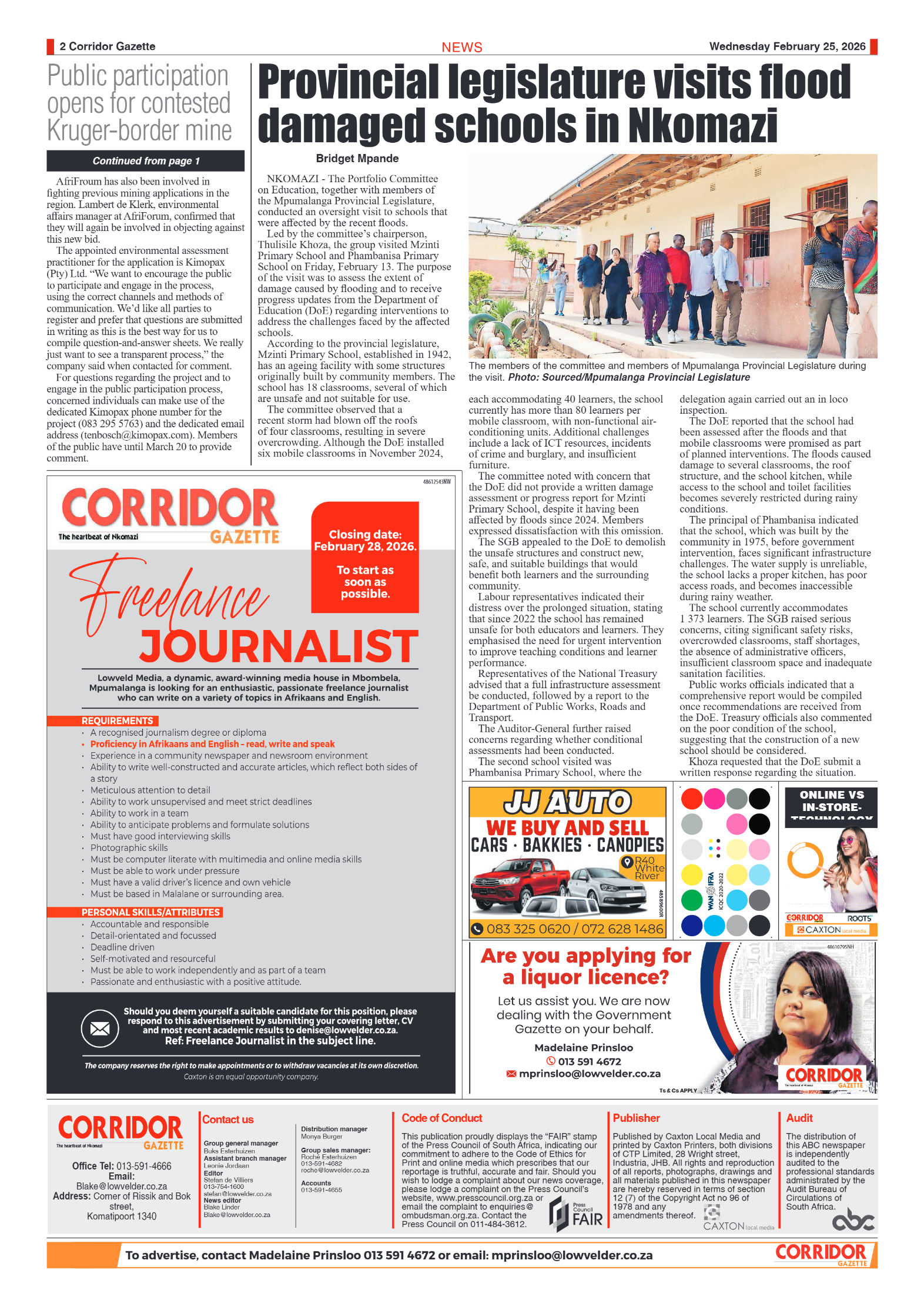 Corridor Gazette 25 February 2026 page 2