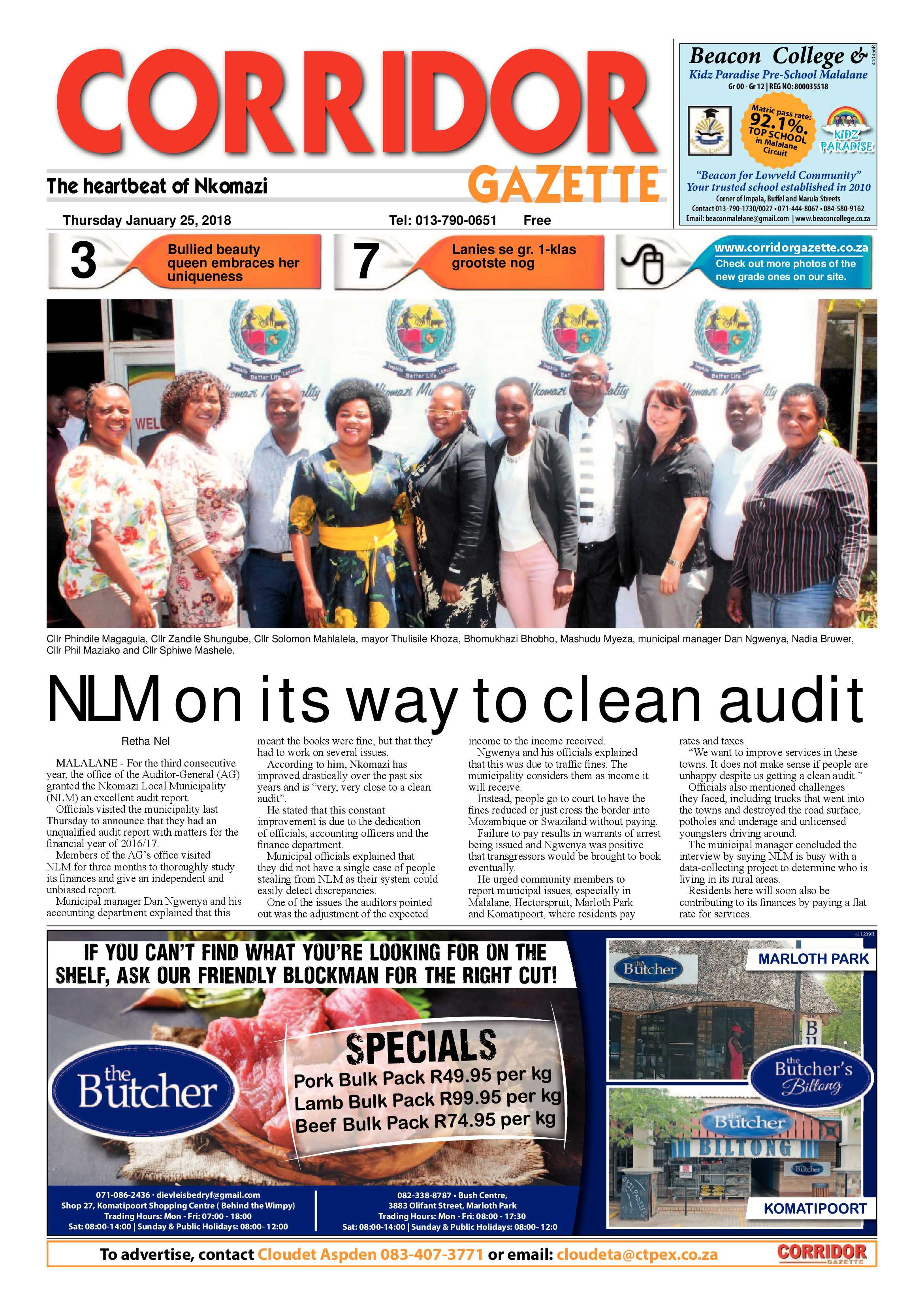 Corridor Gazette 25 January 2017 page 1