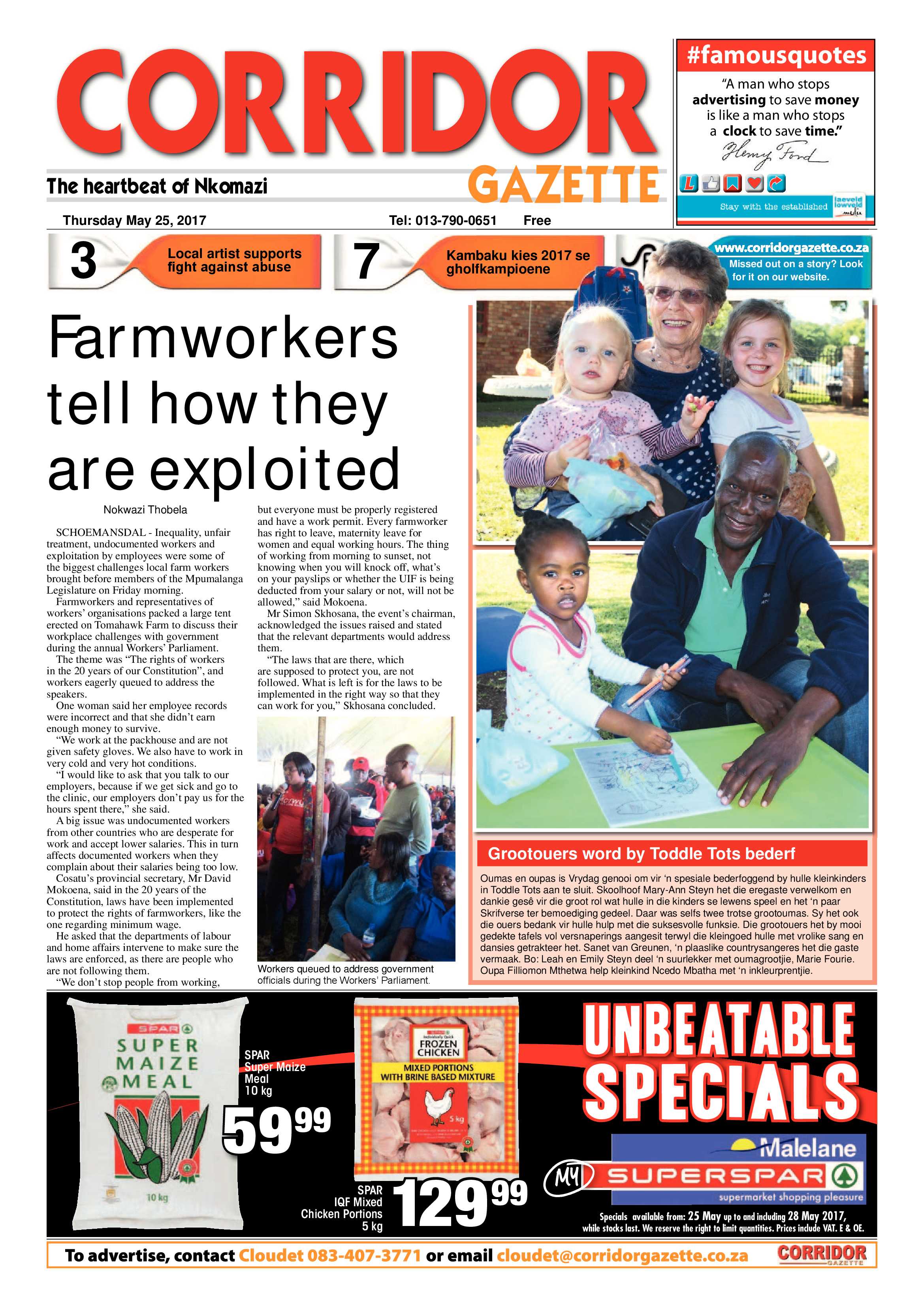 Corridor Gazette 25 May 2017 page 1
