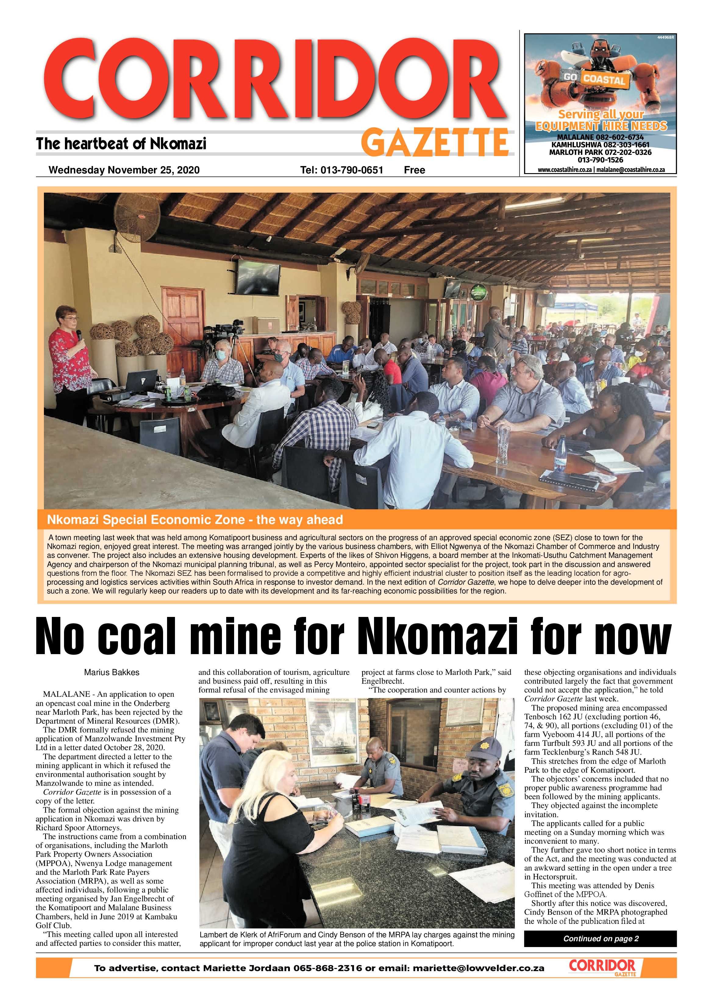 Corridor Gazette 25 November 2020 page 1