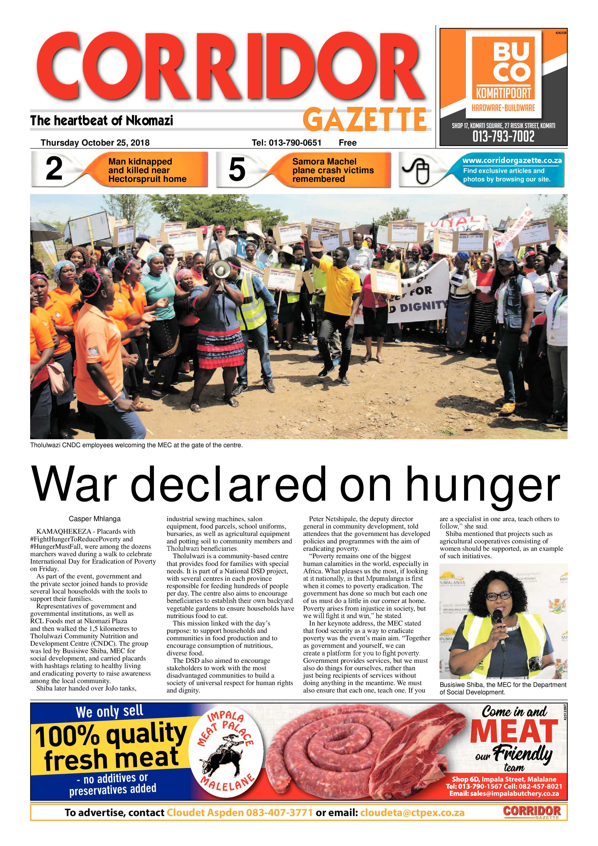 Corridor Gazette 25 October 2018 page 1