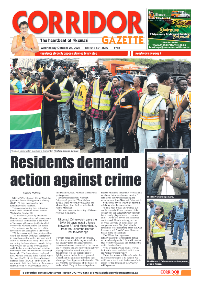 Corridor Gazette 25 October 2023 page 1