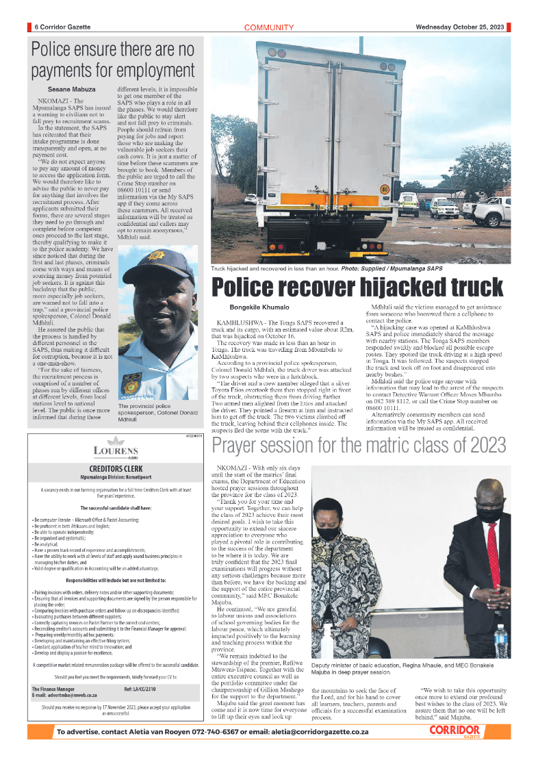 Corridor Gazette 25 October 2023 page 6
