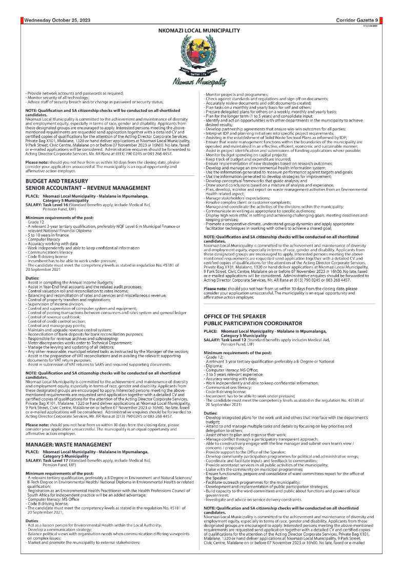 Corridor Gazette 25 October 2023 page 9