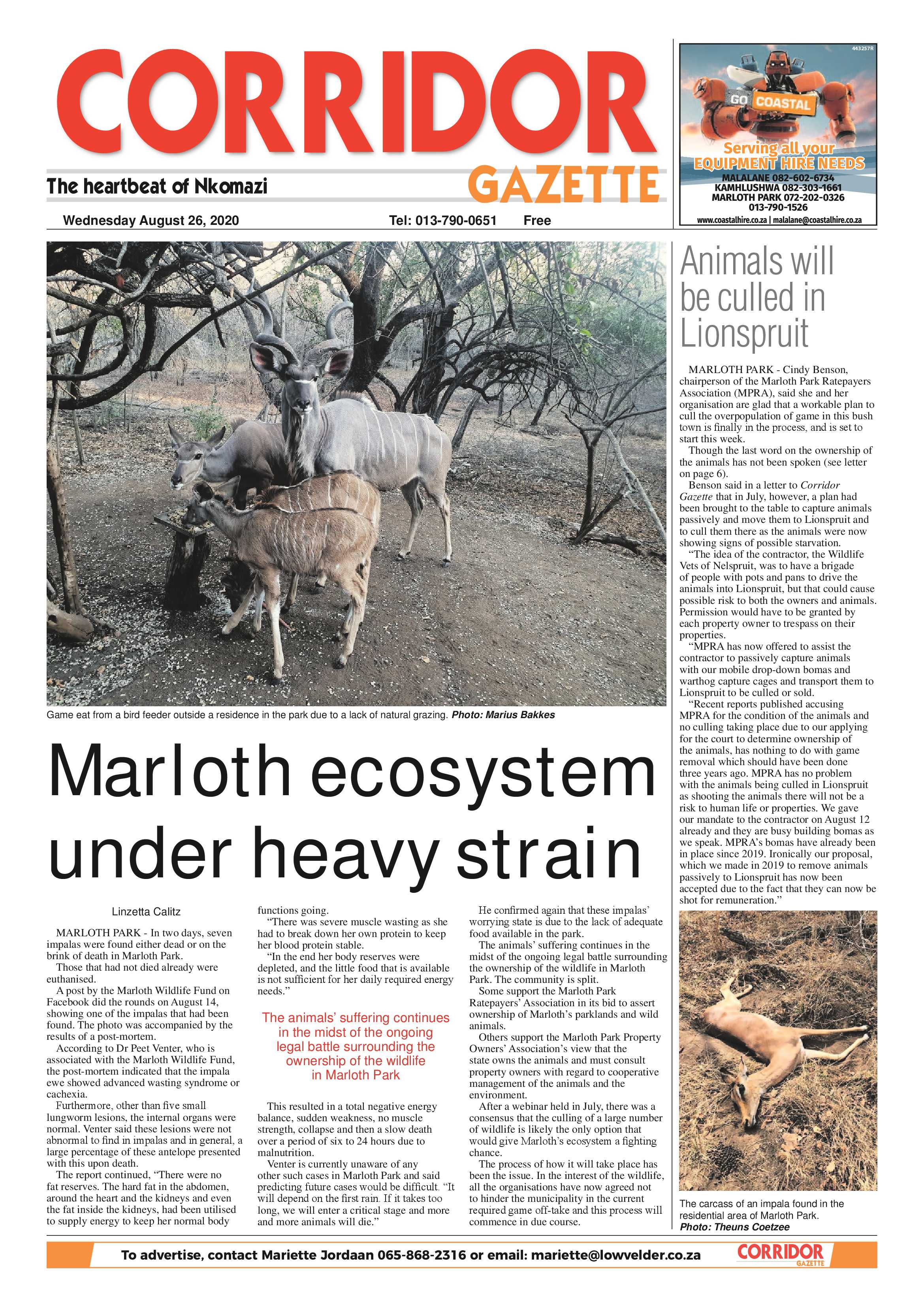 Corridor Gazette 26 August 2020 page 1