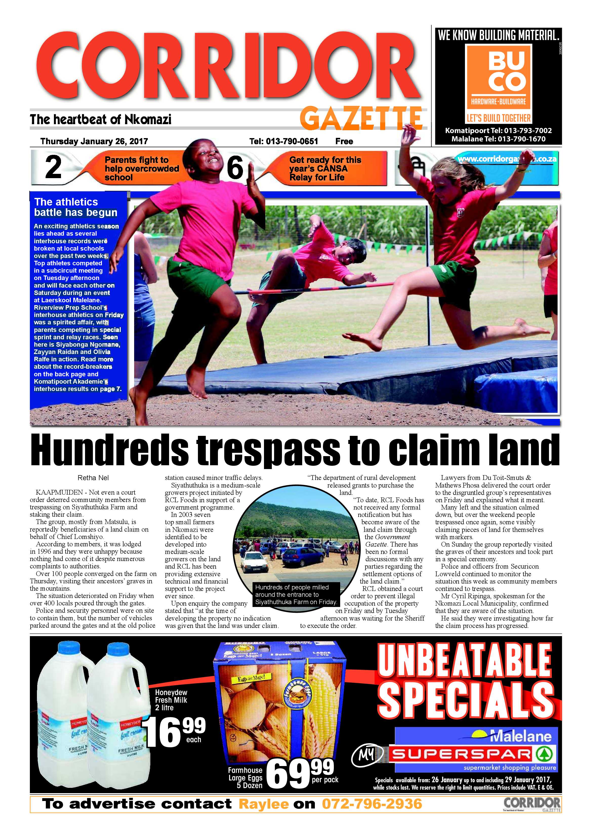 Corridor Gazette 26 January 2017 page 1