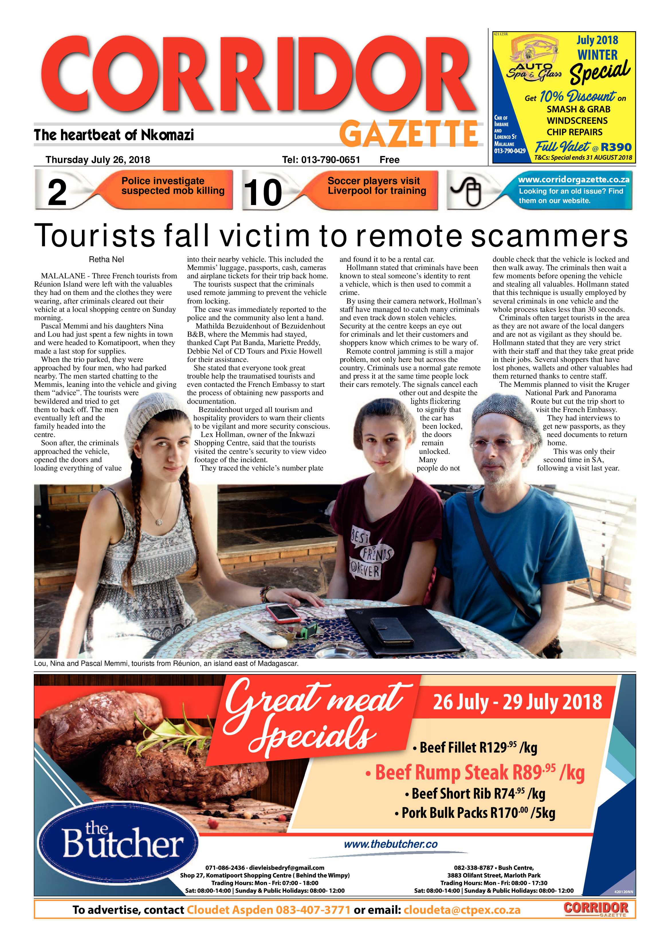 Corridor Gazette 26 July 2018 page 1