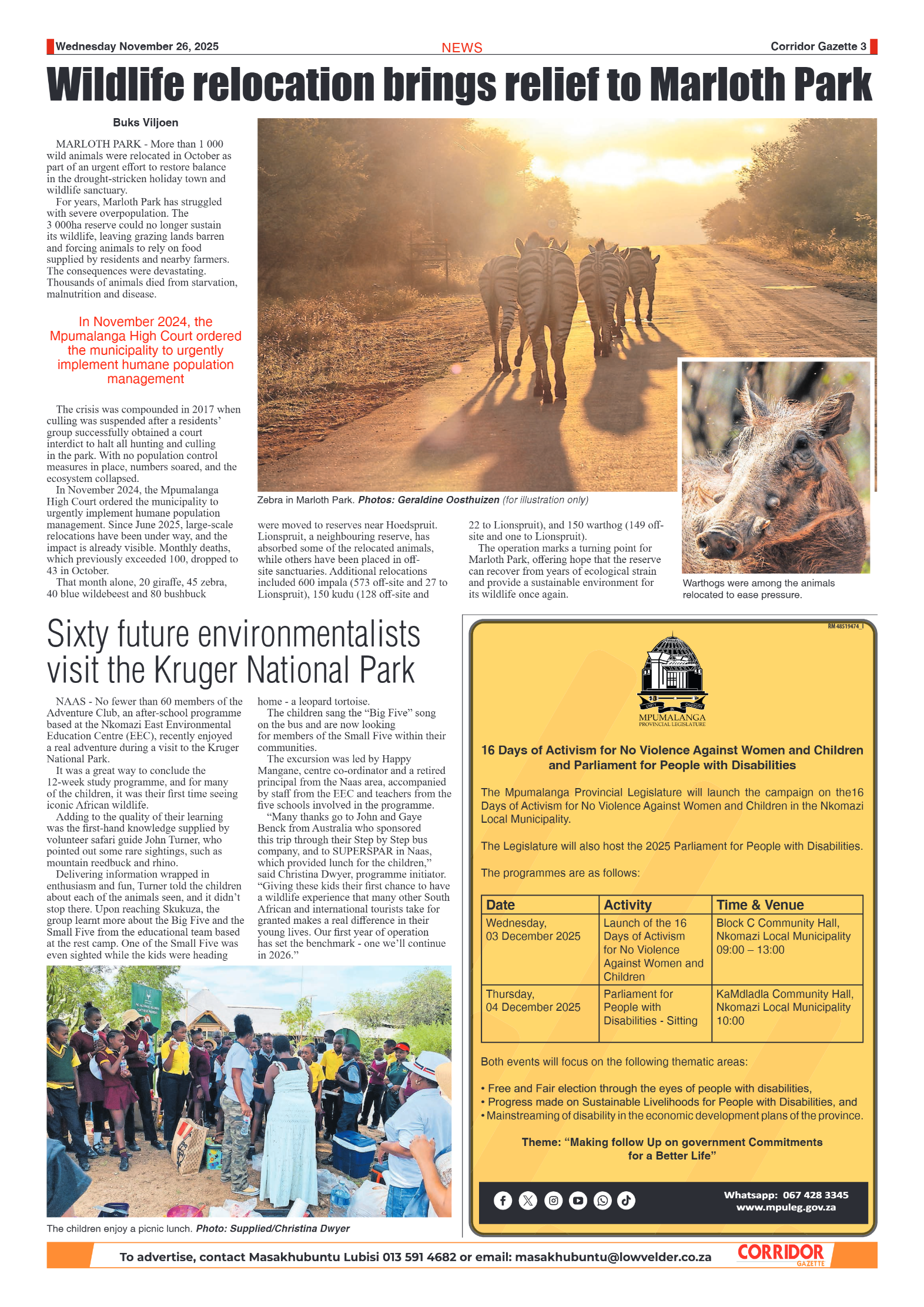 Corridor Gazette 26 November 2025 page 3