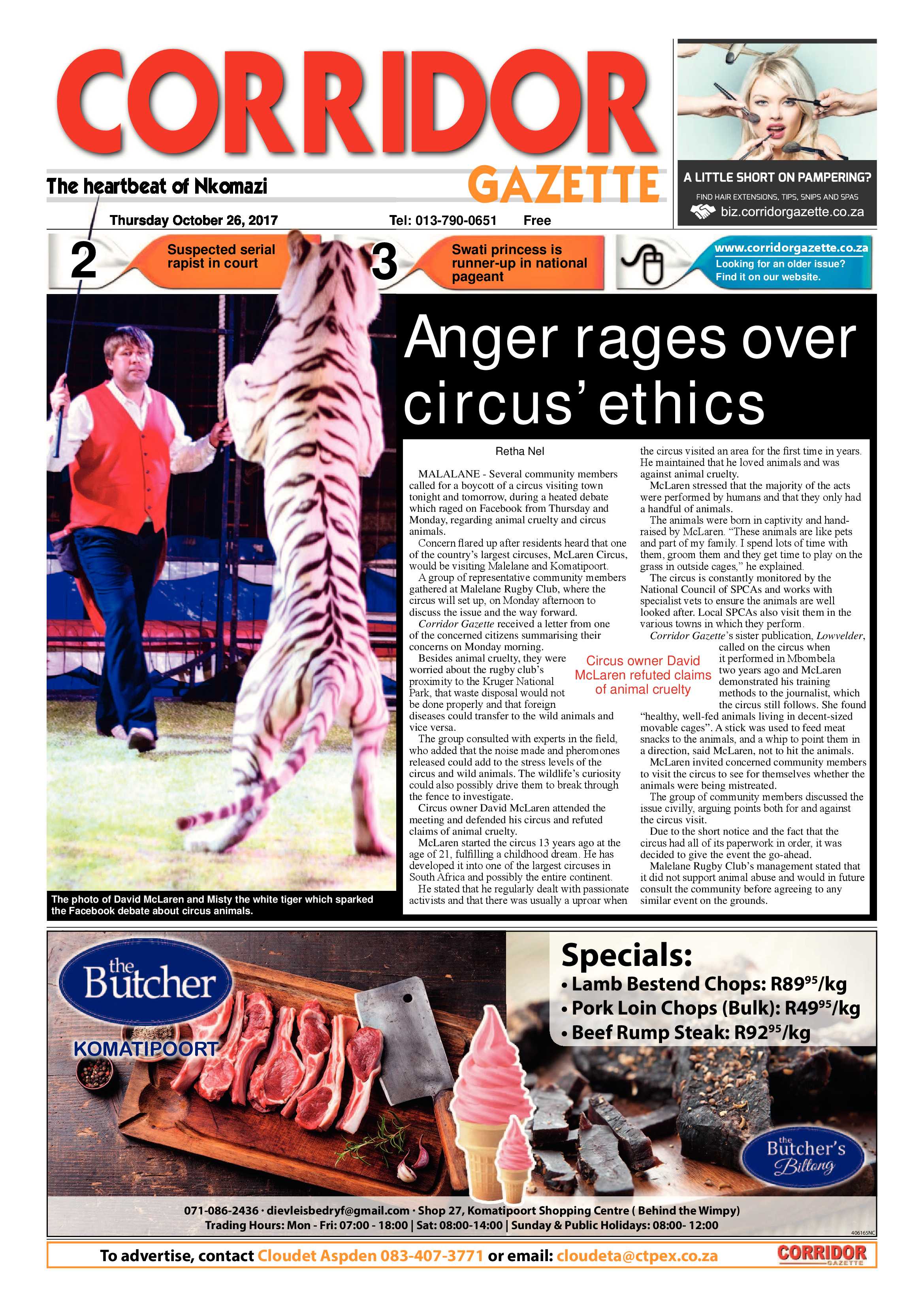Corridor Gazette 26 October 2017 page 1