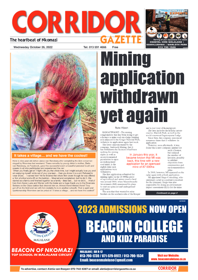 Corridor Gazette 26 October 2022 page 1
