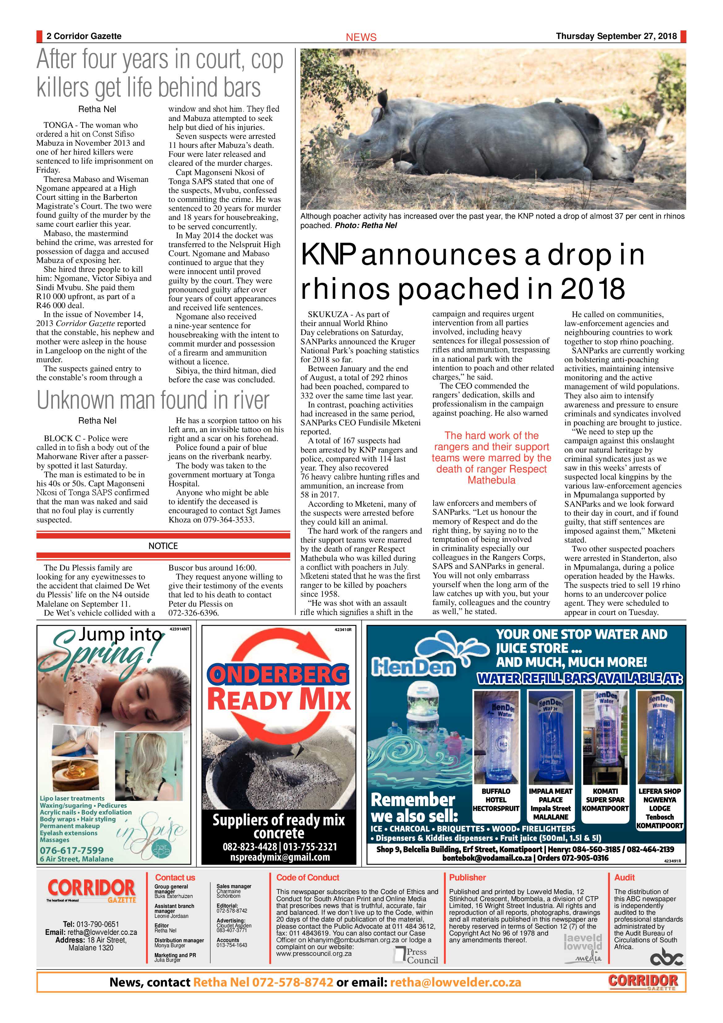 Corridor Gazette 27 September 2018 page 2