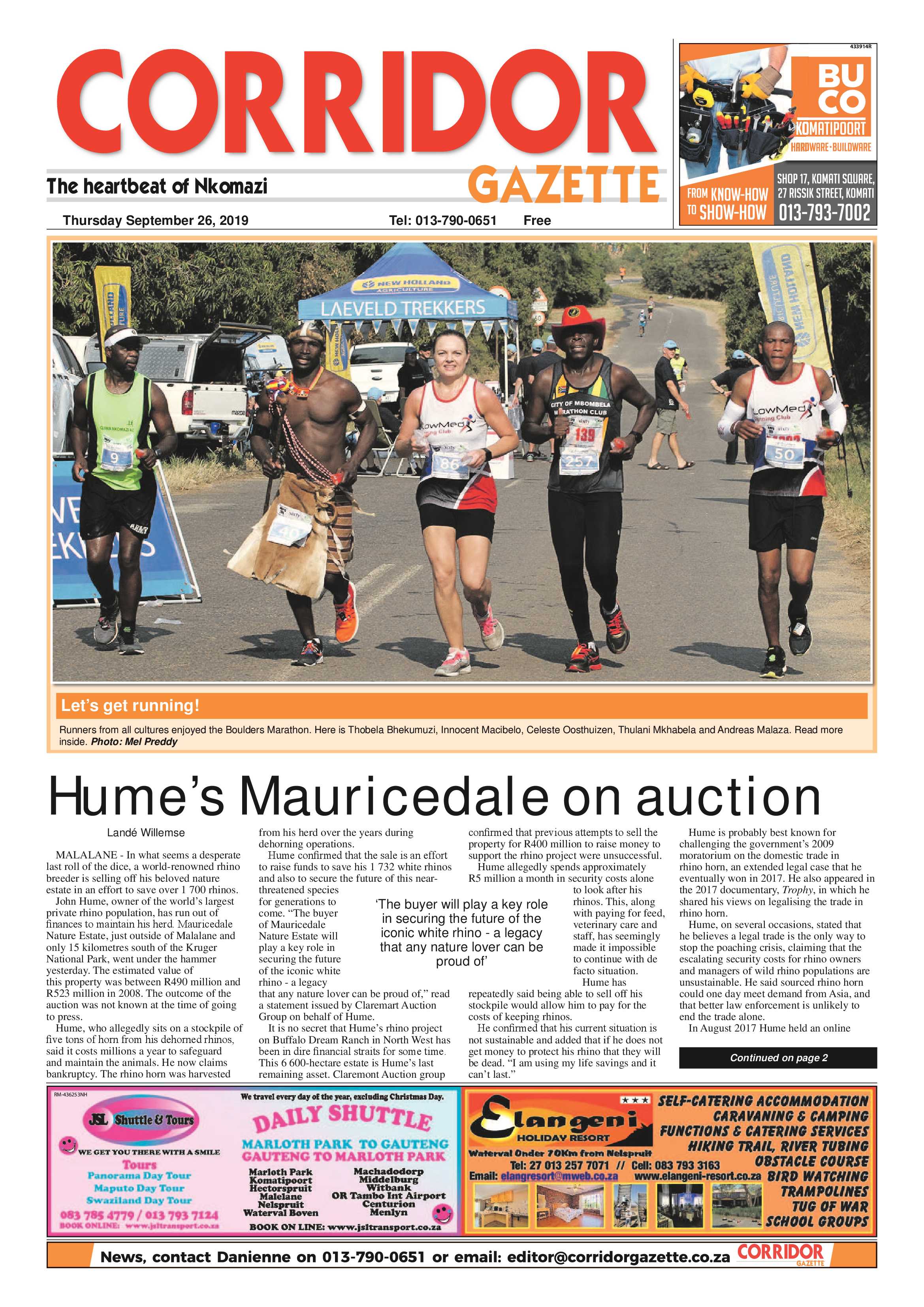Corridor Gazette 26 September 2019 page 1