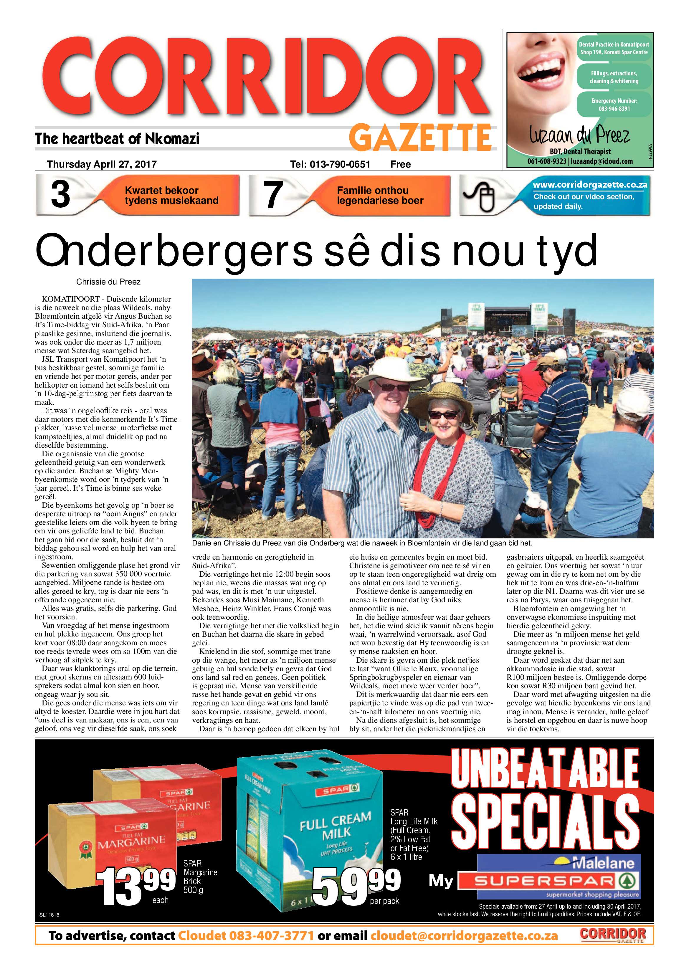 Corridor Gazette 27 April 2017 page 1