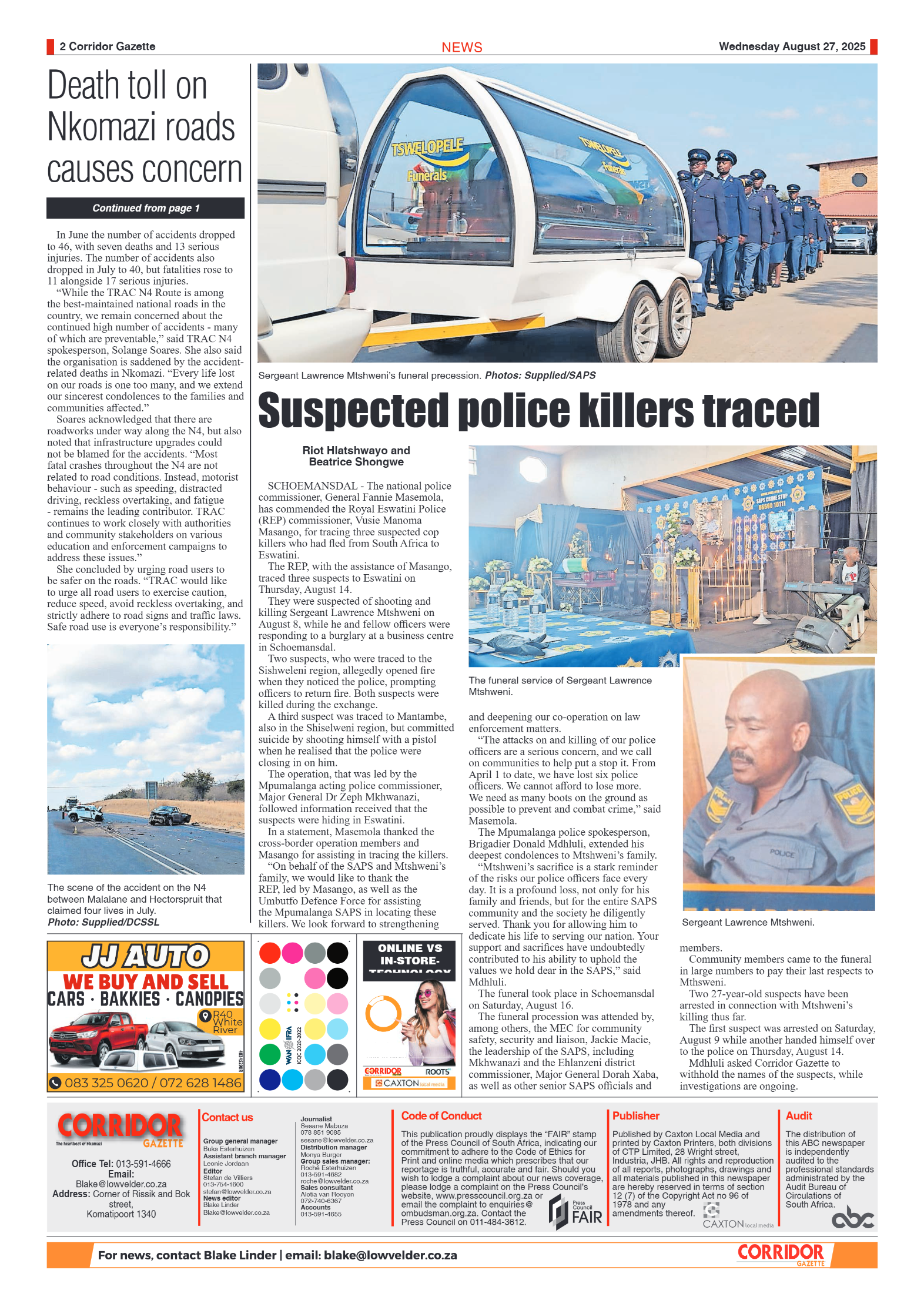 Corridor Gazette 27 August 2025 page 2