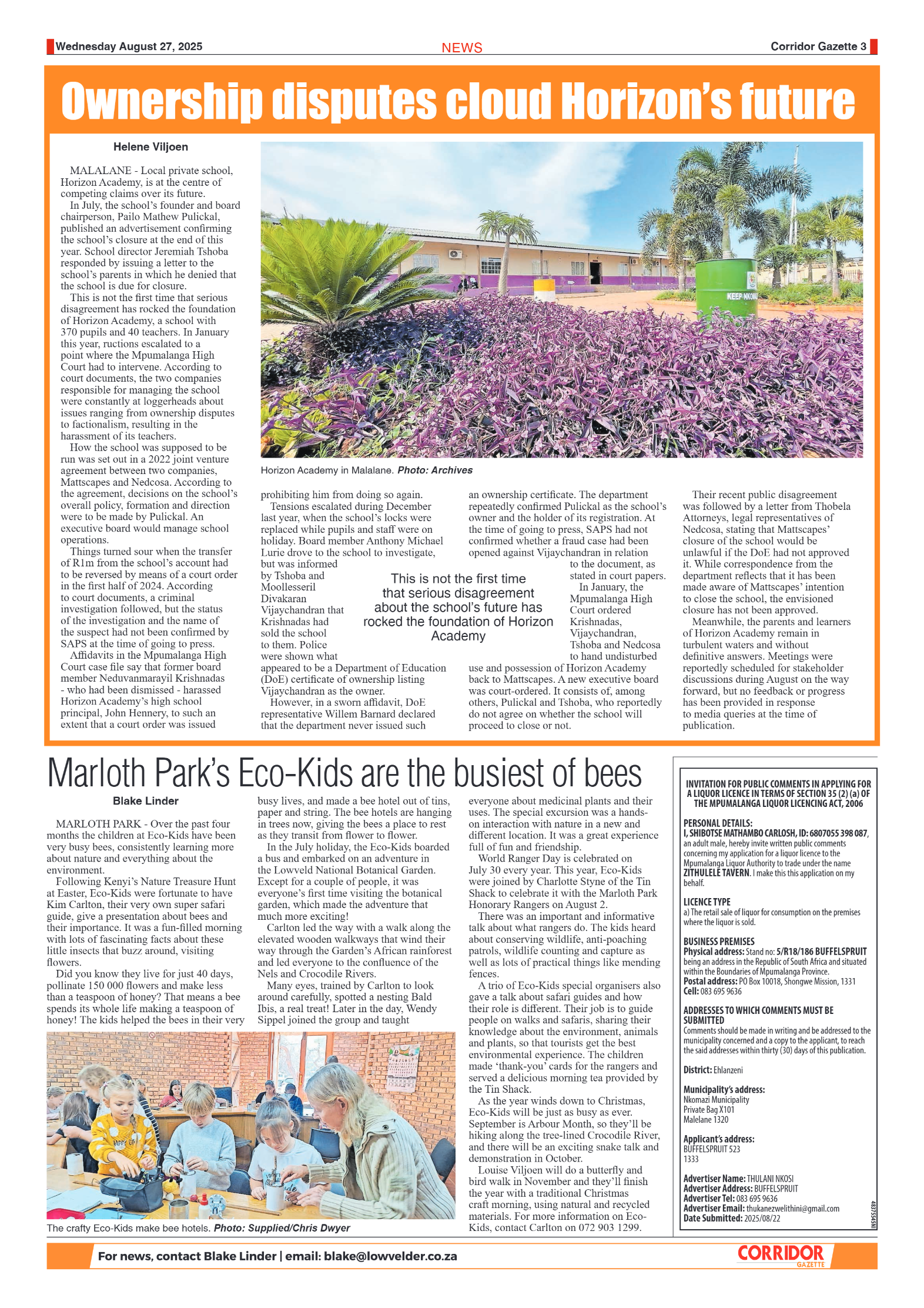 Corridor Gazette 27 August 2025 page 3