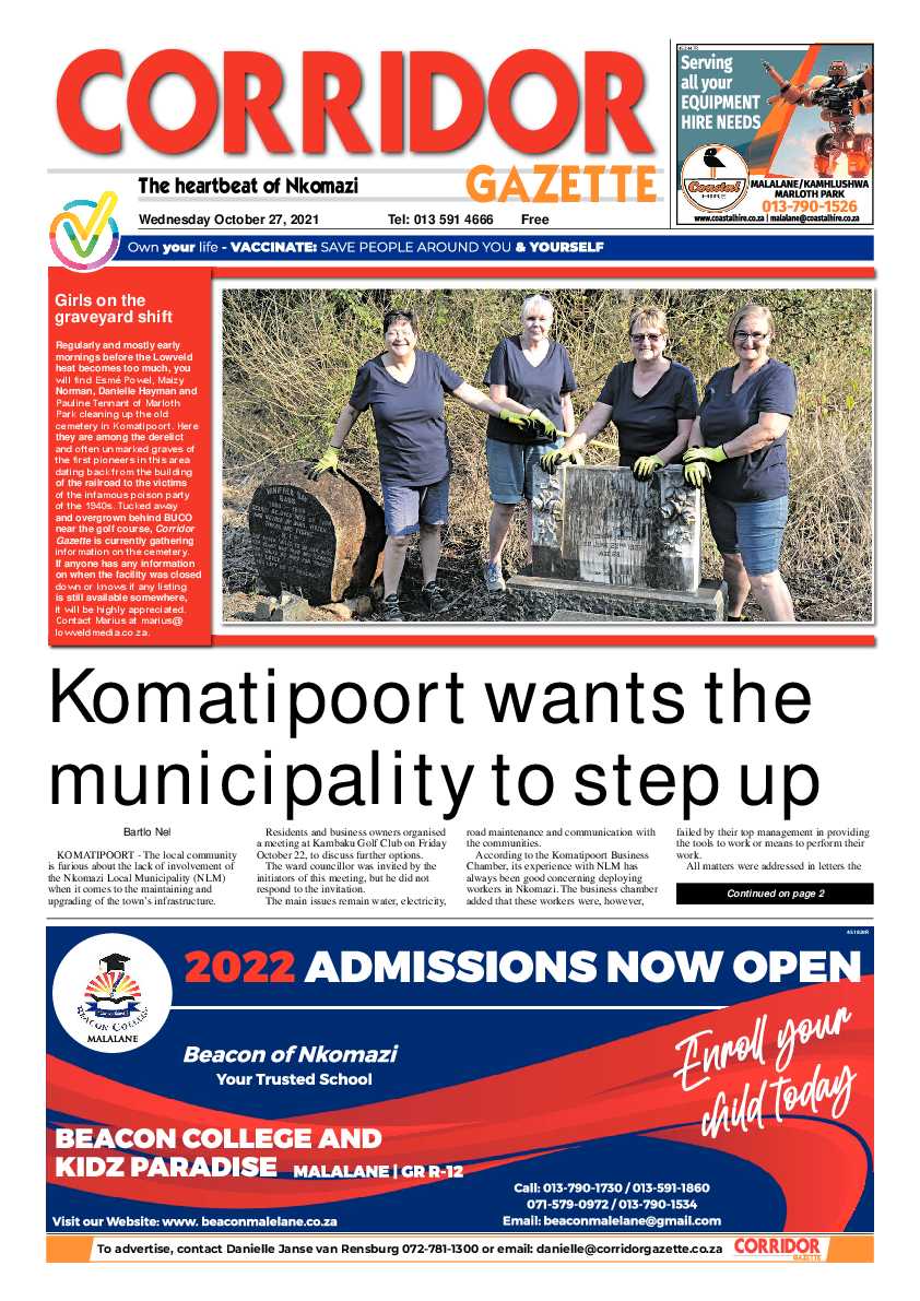 Corridor Gazette 27 October 2021 page 1