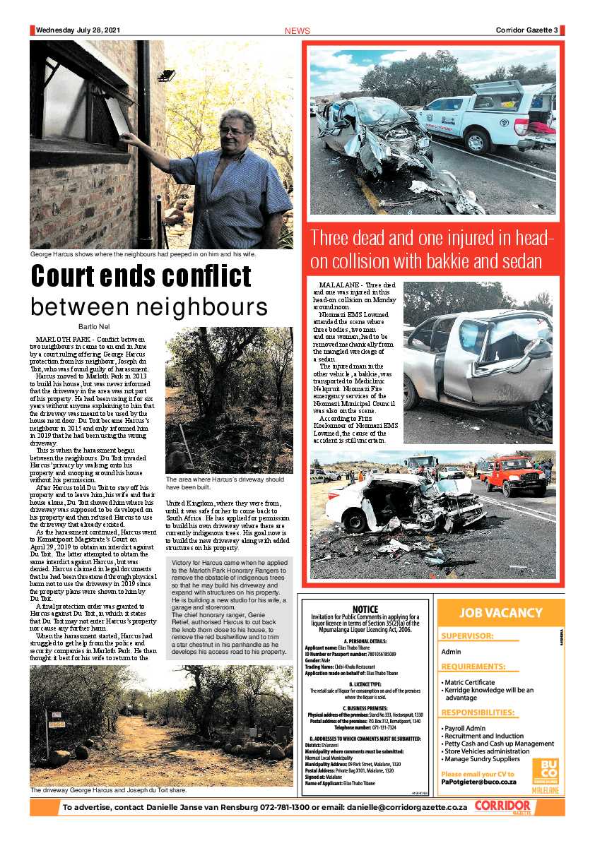 Corridor Gazette 28 July 2021 page 3