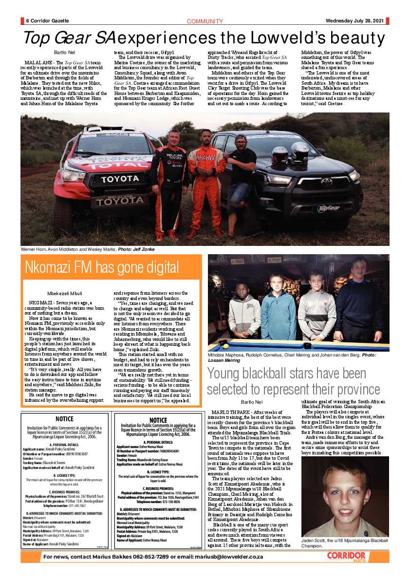 Corridor Gazette 28 July 2021 page 6