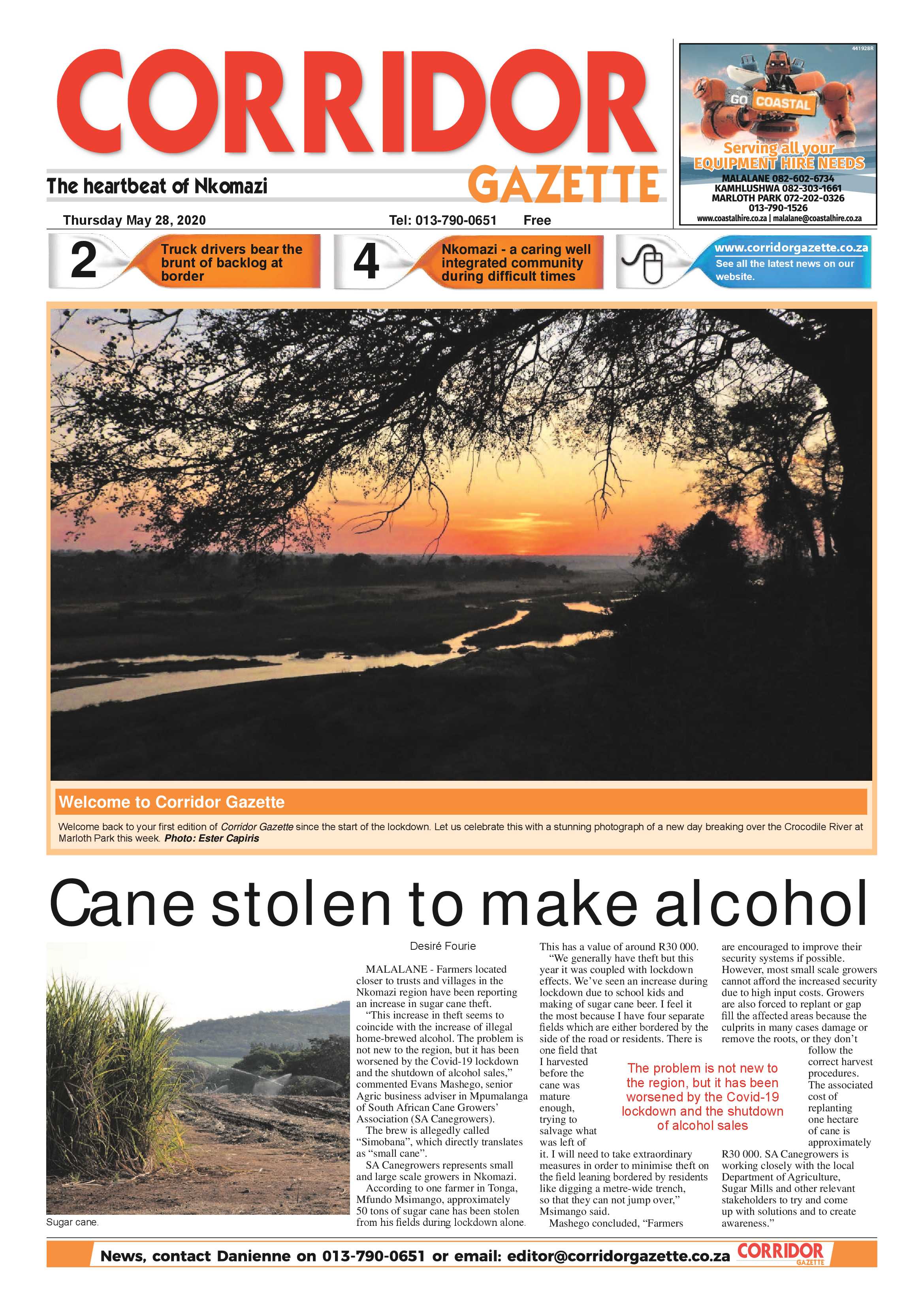 Corridor Gazette 28 May 2020 page 1