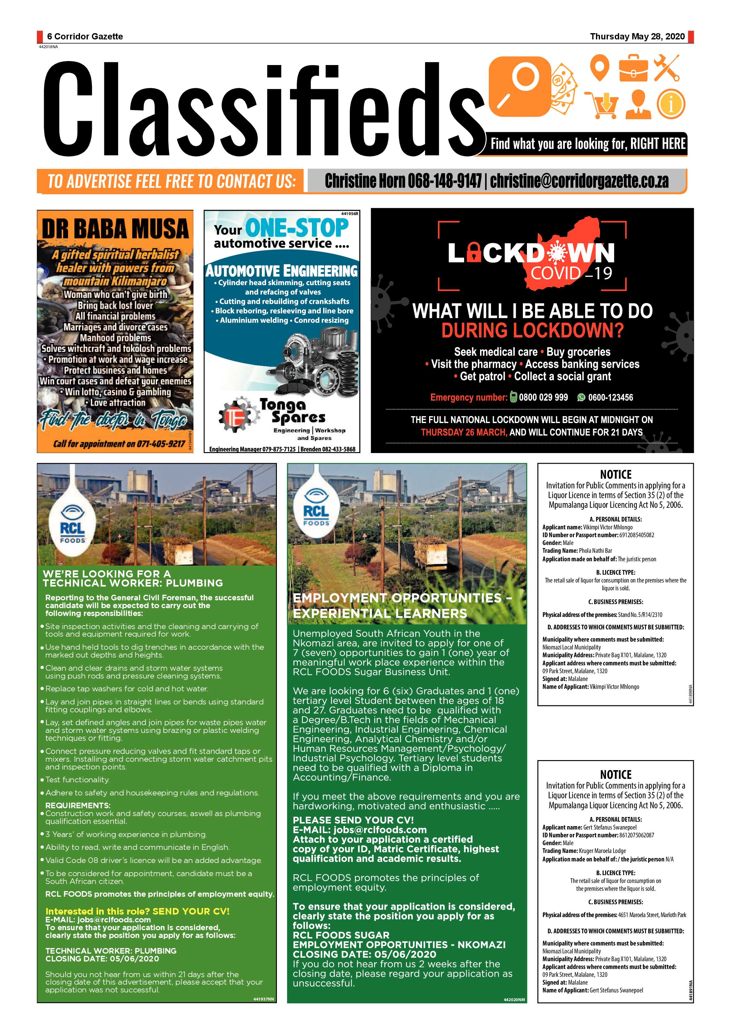 Corridor Gazette 28 May 2020 page 6