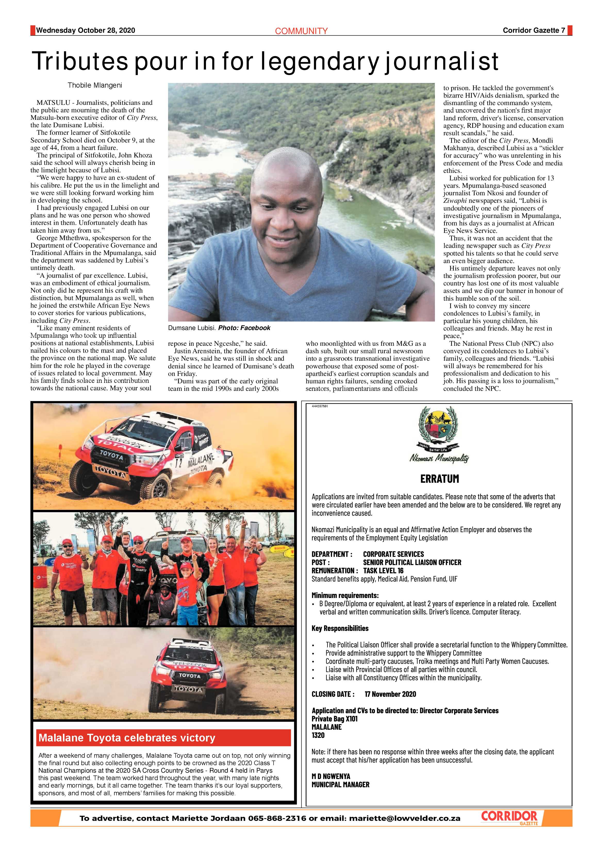 Corridor Gazette 28 October 2020 page 7