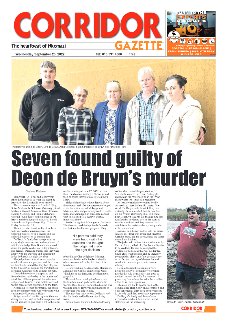 Corridor Gazette 29 September 2022 page 1