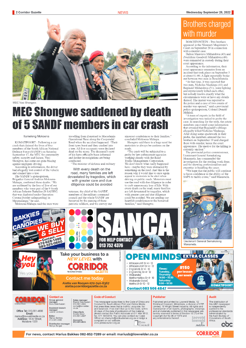 Corridor Gazette 29 September 2022 page 2