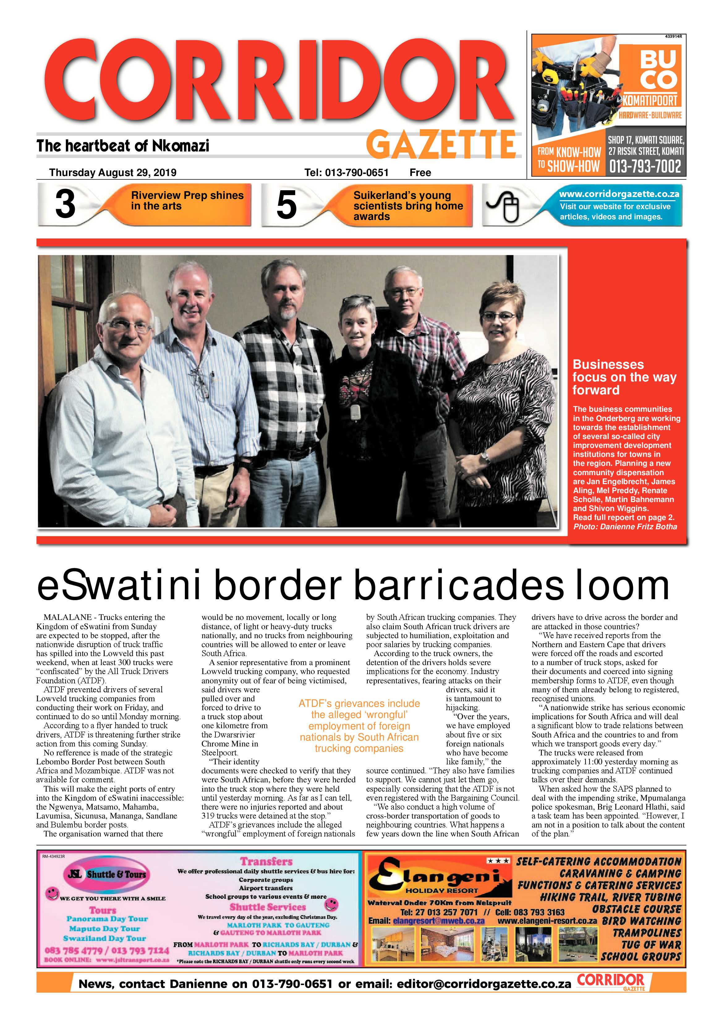 Corridor Gazette 29 August 2019 page 1