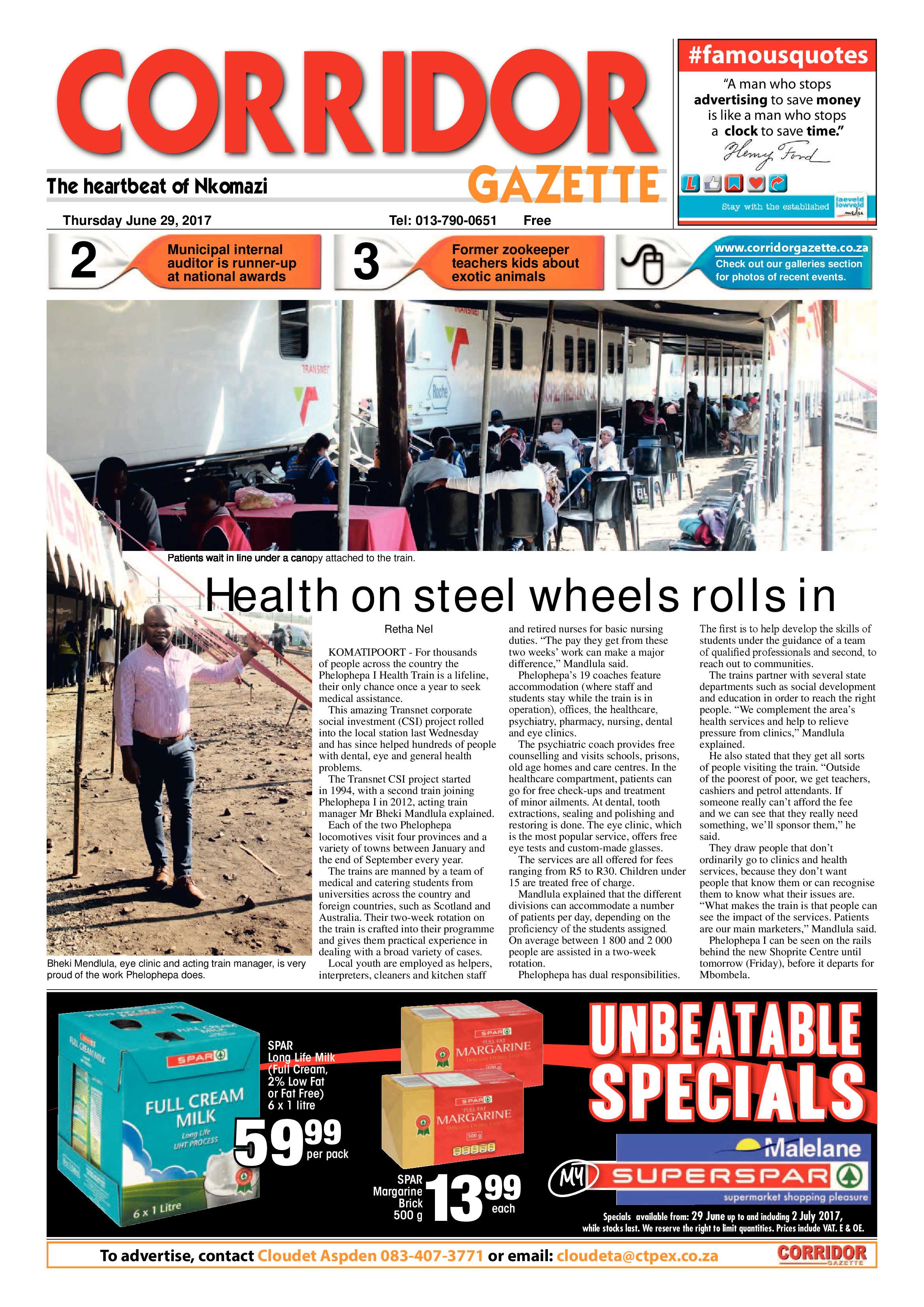 Corridor Gazette 29 June 2017 page 1